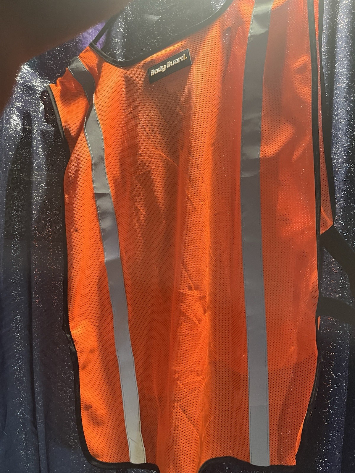 Body Guard Hi-Visibility Orange Mesh Reflective Safety Vest, Silver/Black
