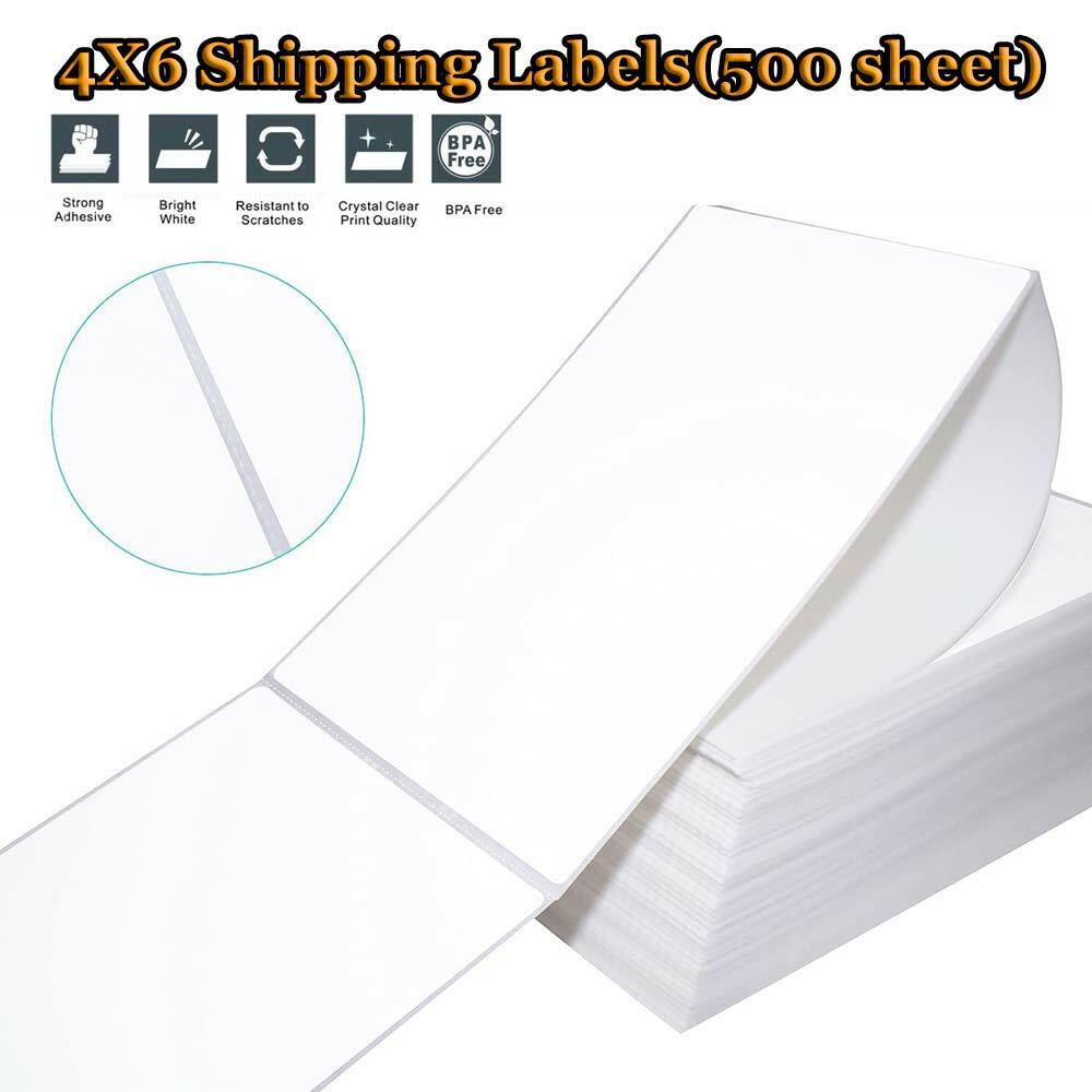 4″x6″ Fanfold Direct Thermal Shipping Labels For Zebra Rollo MUNBYN Printer 500