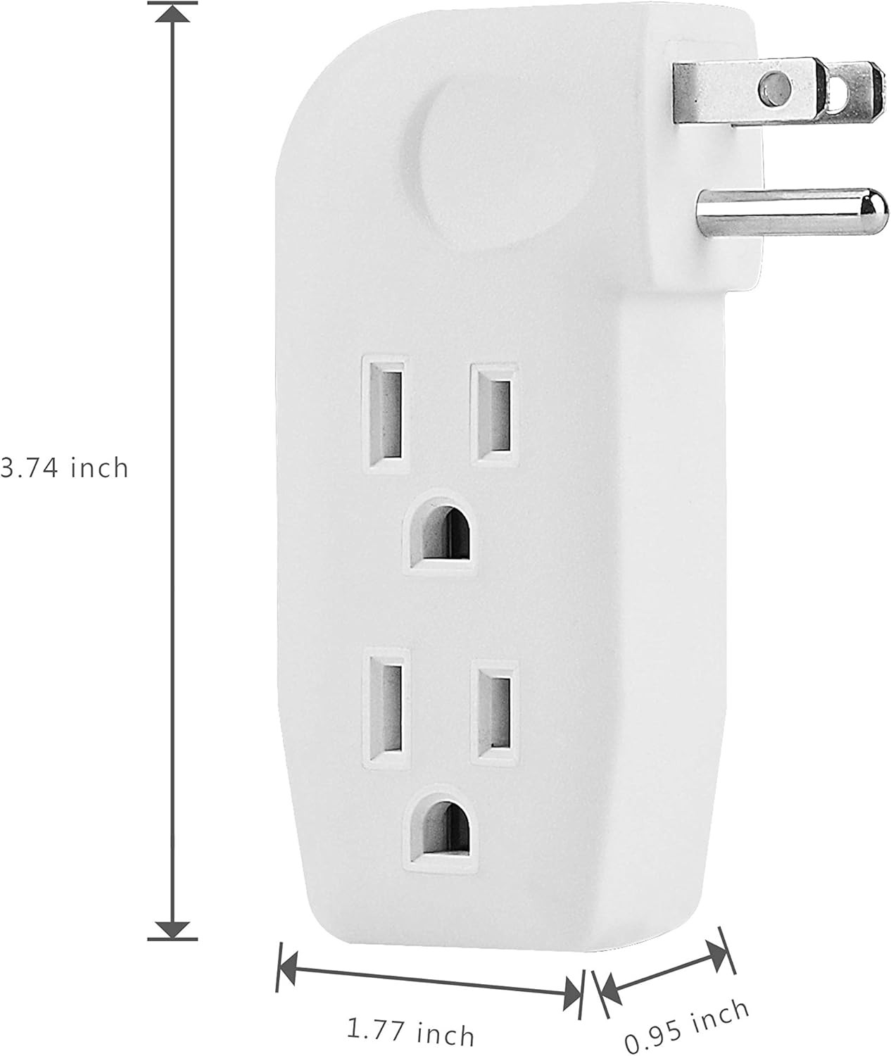 3 Way Outlet Vertical Wall Tap Splitter Adapter with 3 Prong Plug white/1PK