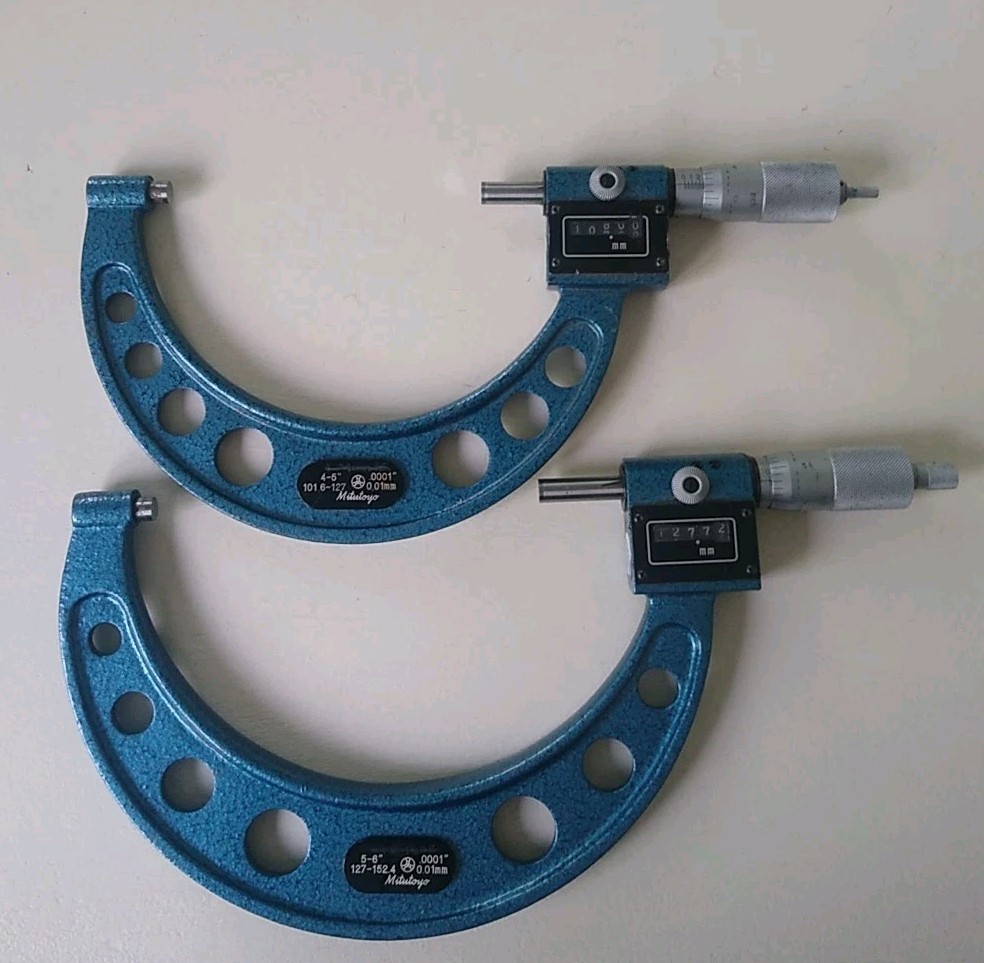 Mitutoyo Japan 4-5″ and 5-6″ Outside Micrometers Pair #159-215 & #159-216