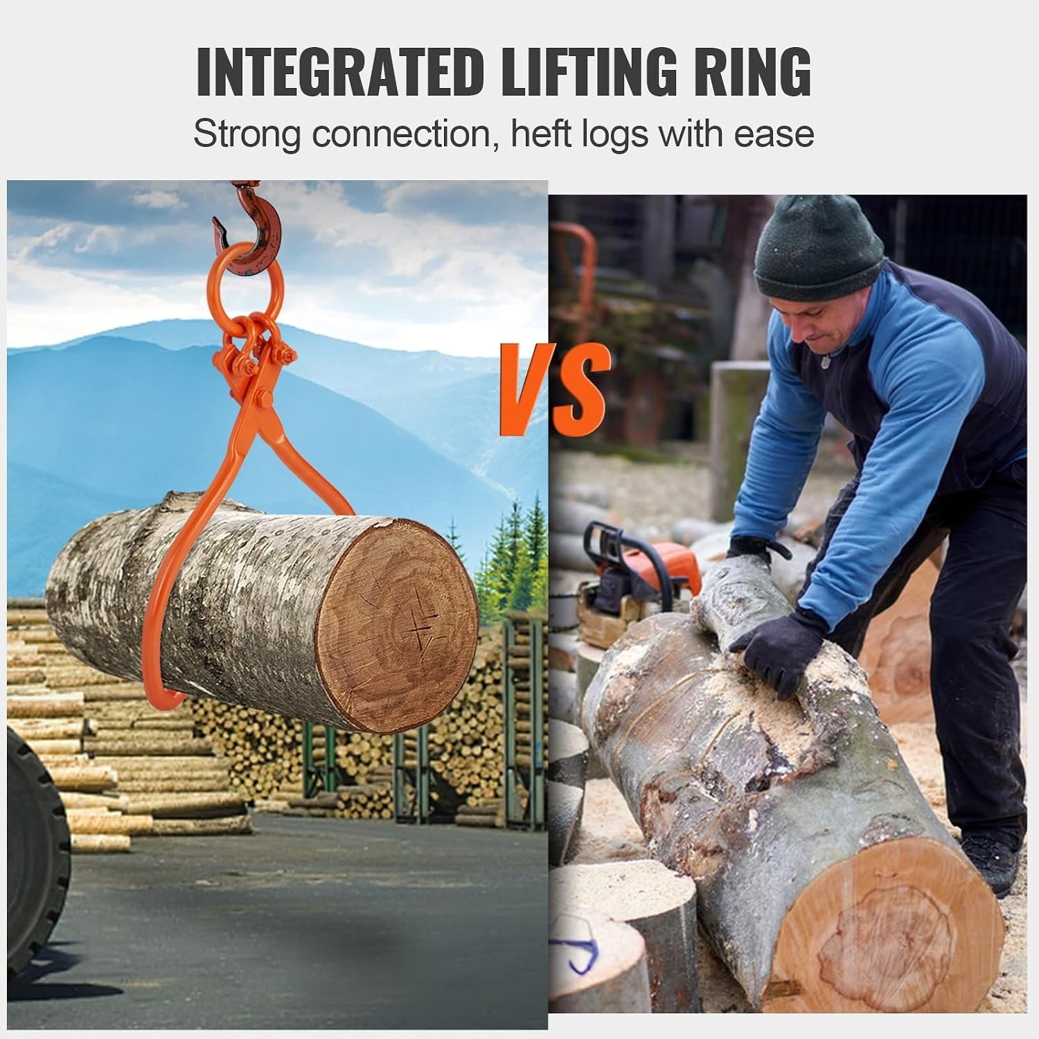 Heavy-Duty Log Lifting Tongs – 772 lbs Capacity, Eagle Claw Grip, 19.45″ Opening