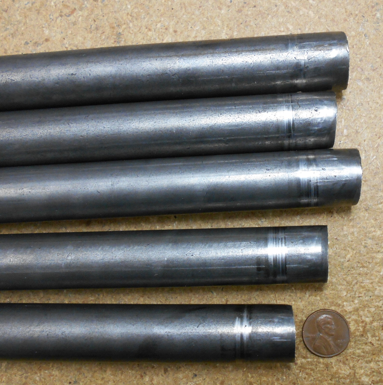 (5) pieces 12L14 SOLID Carbon Steel CF round stock 7/8″ (0.875) 12″ RND -cutoffs