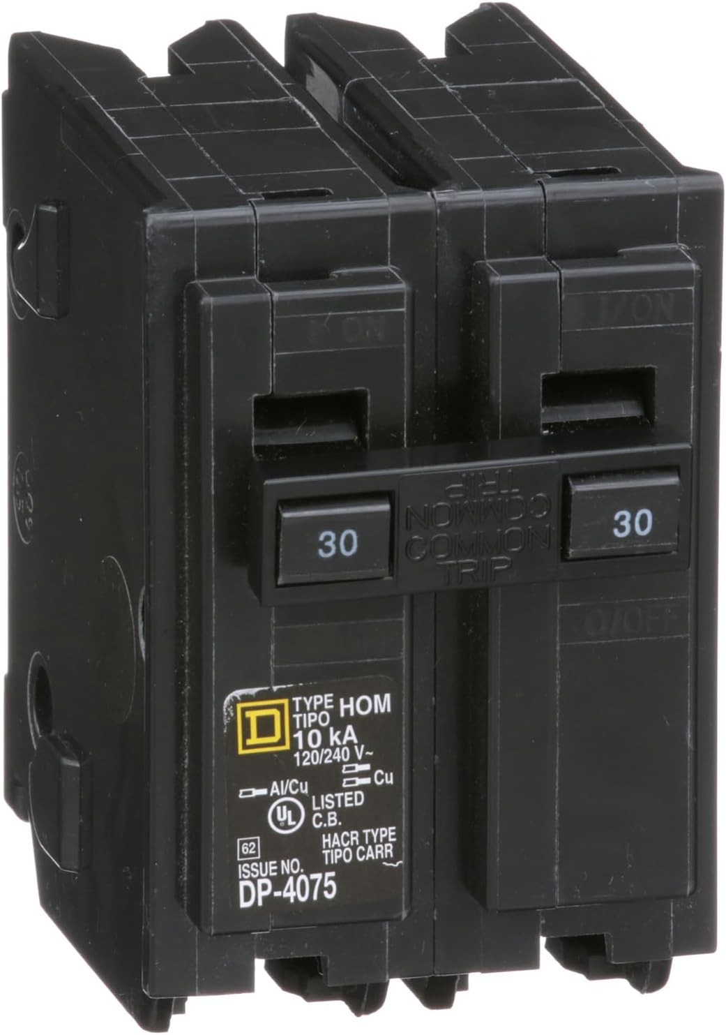 Square D by Homeline 30 Amp Mini Circuit Breaker 2 Pole 120/240V AC 10kA