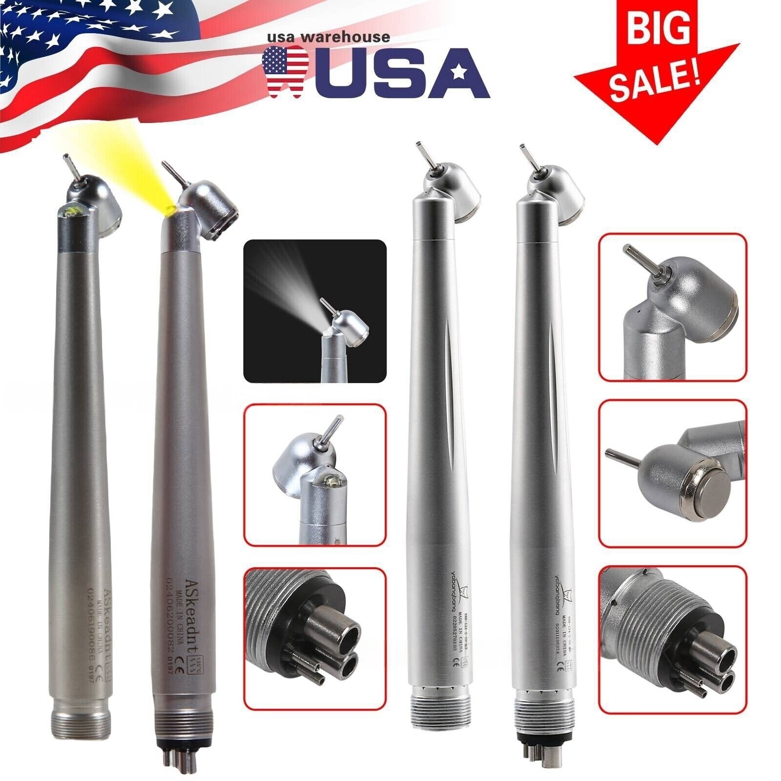 NSK Style Dental Surgical 45° Degree/ LED High Speed Handpiece Turbine 2/4 Holes