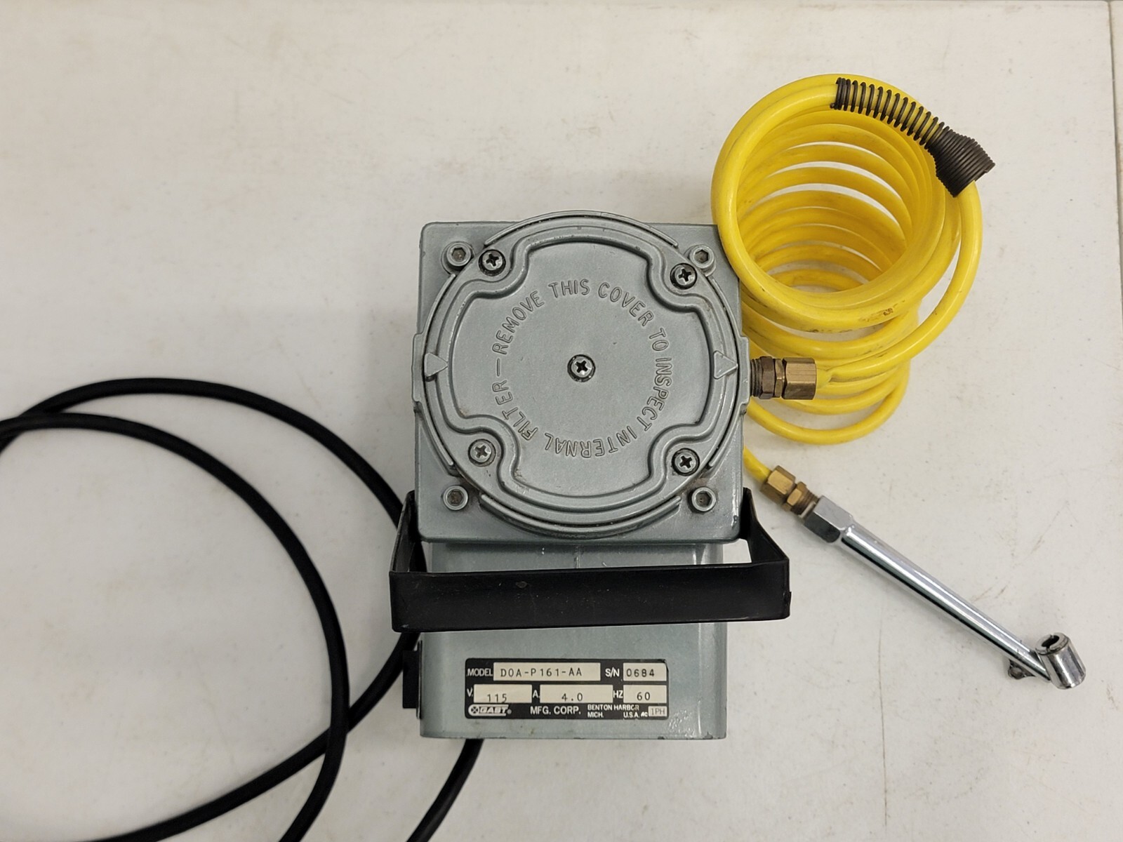 Gast MFG. Corp DOA-P161-AA Diaphragm Compressor or Vacuum Pump W/ Hose