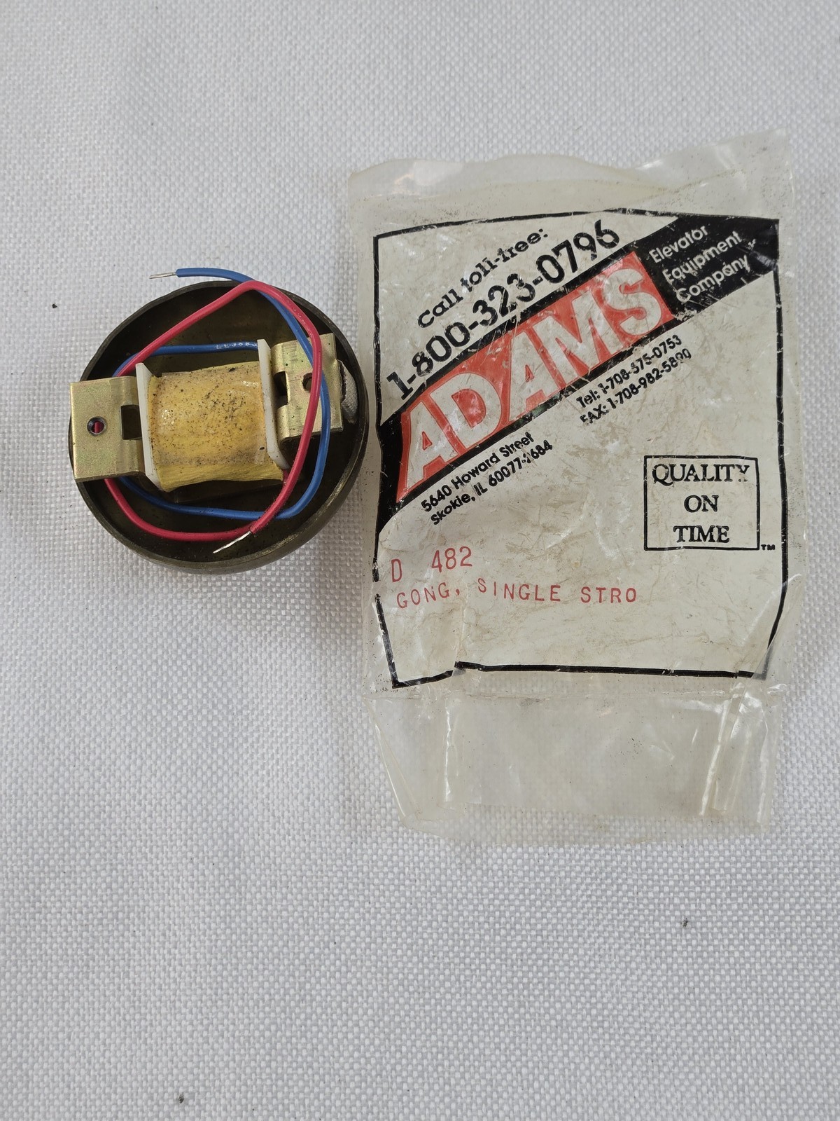 Adams D482 Elevator Equipment Single Stroke Gong Bell Alarm Speaker