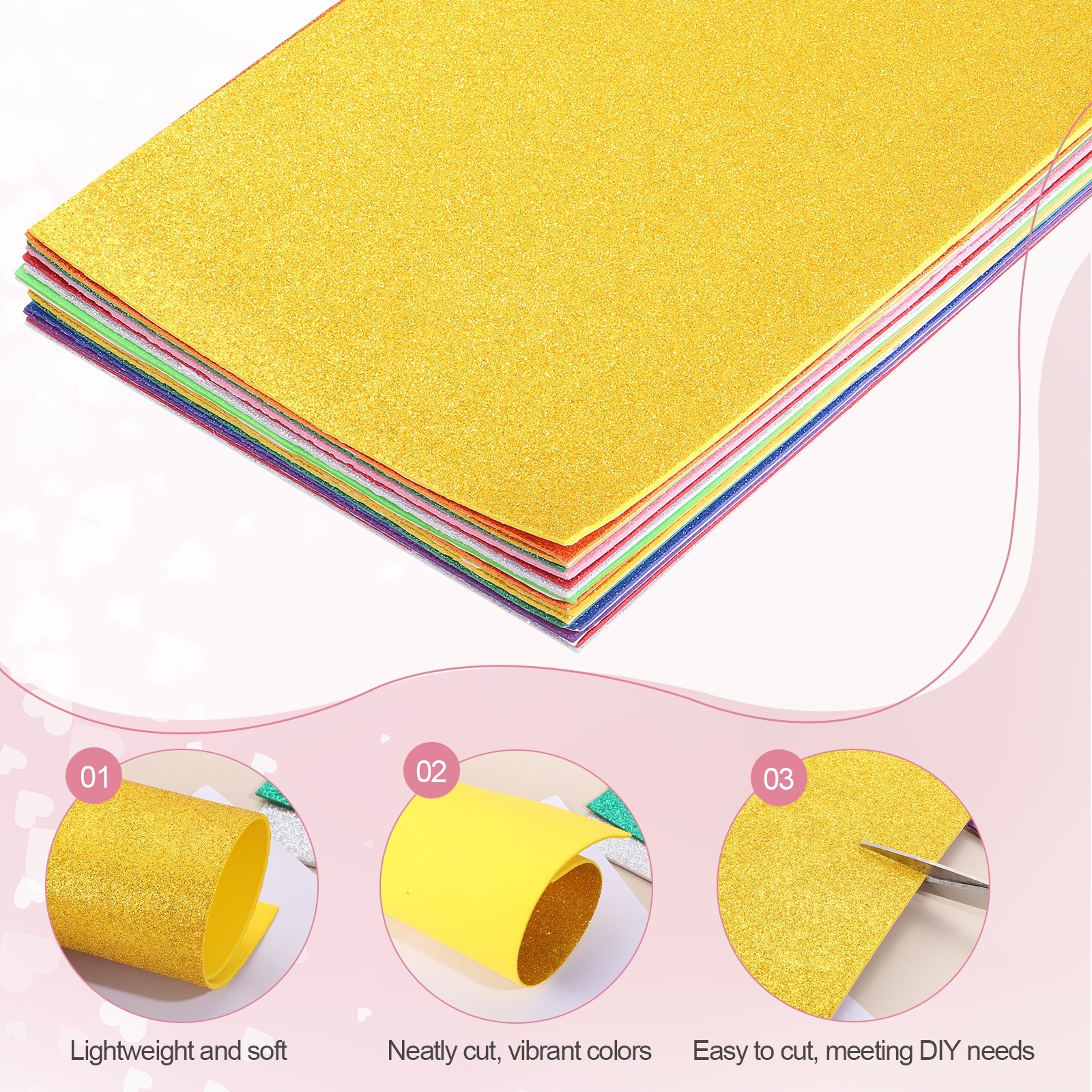 5 Sheets Yellow Shiny Foam Sheets 8″x12″ EVA Foam Sheets for DIY Craft