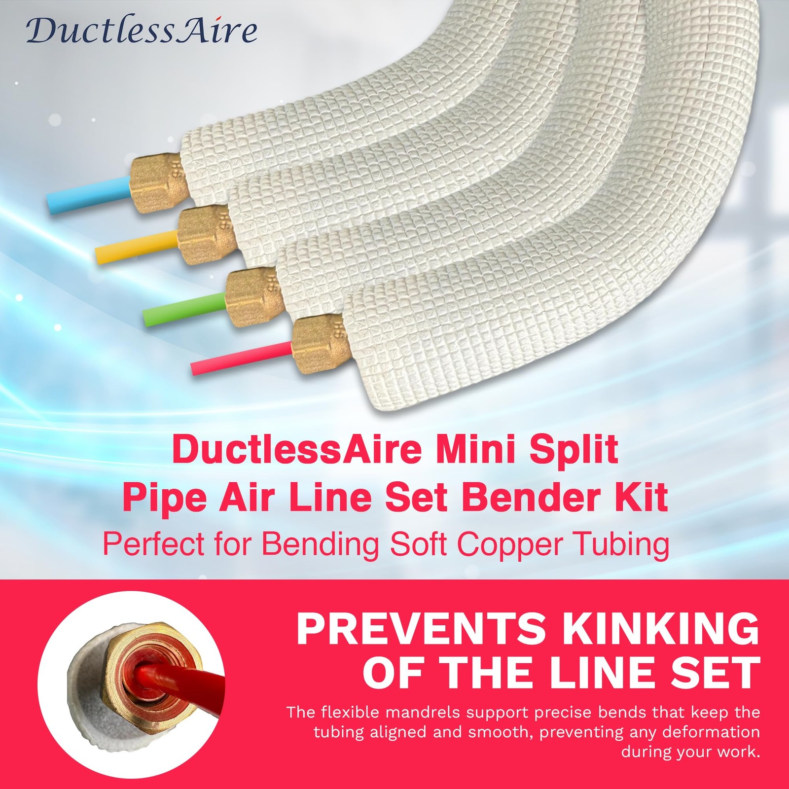 4 Piece Air Condition Line Set Bender Kit Fits 1/4″ 3/8″ 1/2″ 5/8″ Color Coded A