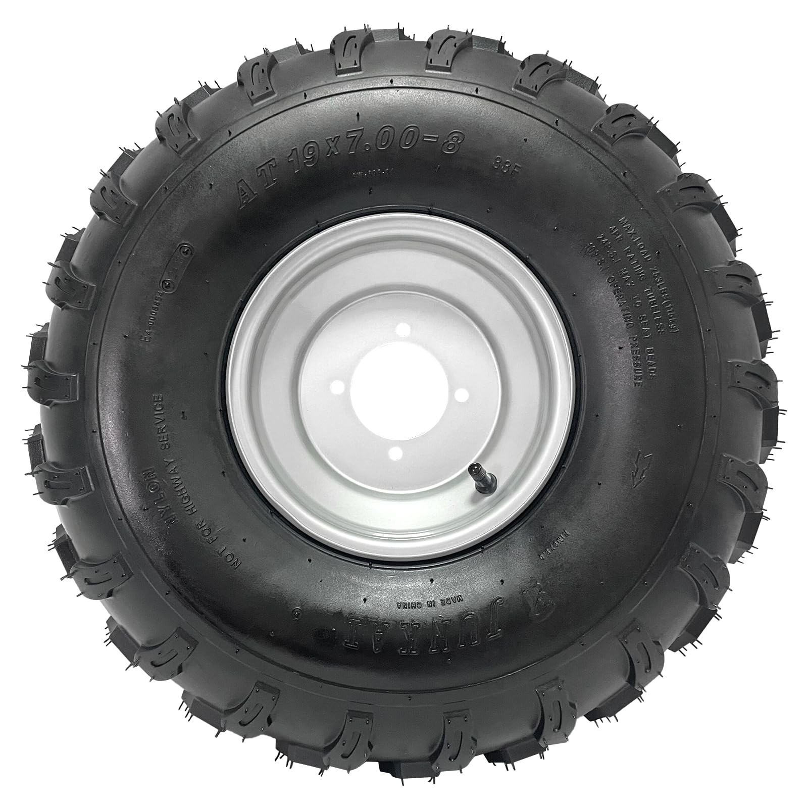 19×7-8 ATV Tire Rim Assembly 4 Stud 4 PLY 8 Inch 253 LBS 24T Spline Hub Off-Road