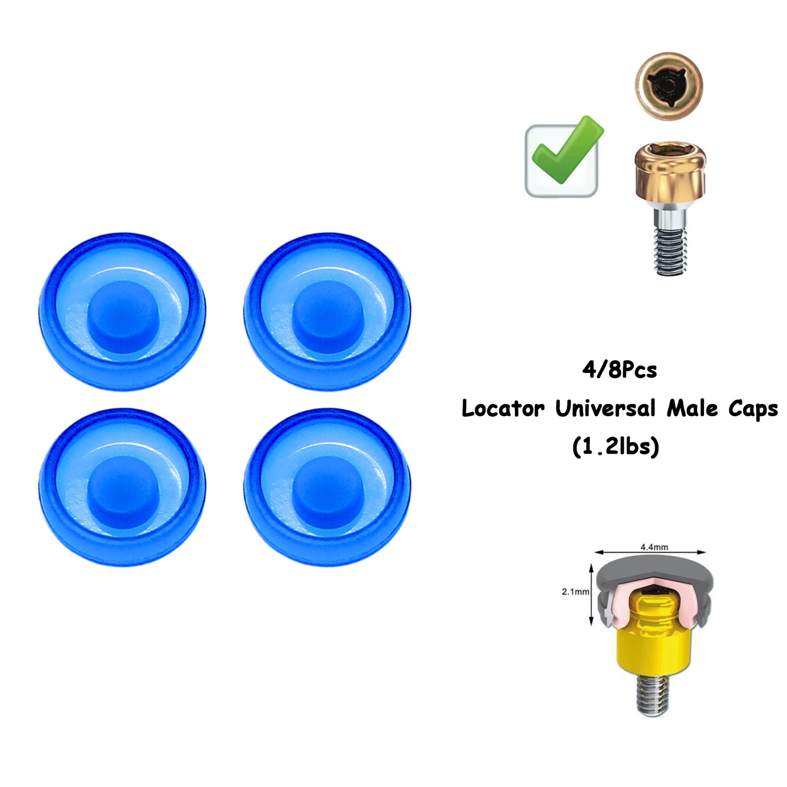 US 4/8Pcs Dental Overdenture Retention Caps For Implant Locator Abutment Inserts