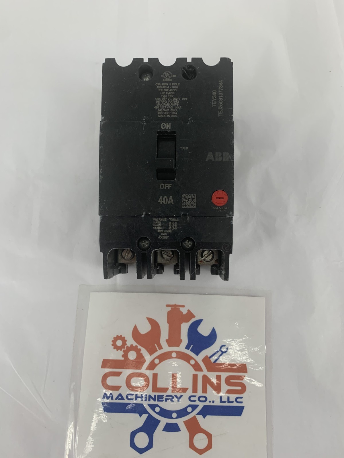 General Electric TEY340 40A 3P 480Y/277VAC Bolt-On Molded Case Circuit Breaker