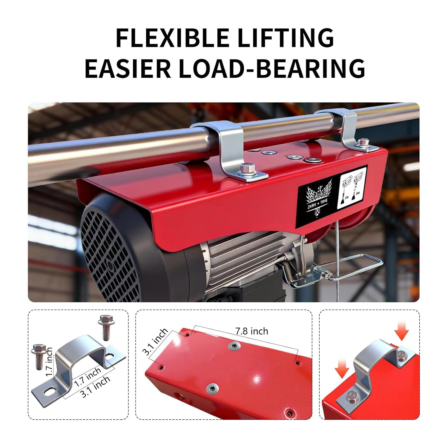 Electric Hoist, 440 Lbs Material Handling Tool, 110V Electric Winch with 14Ft Wi