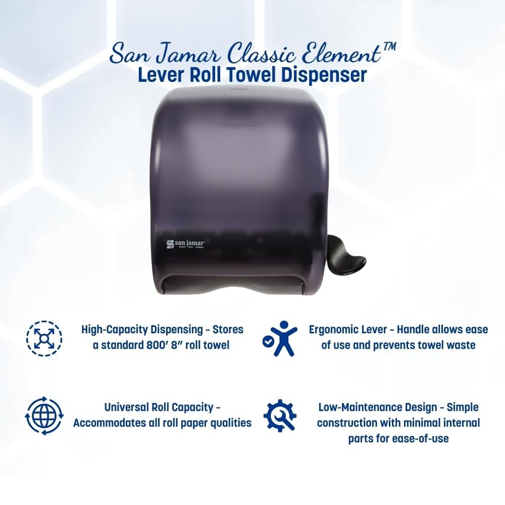Wall-Mounted Paper Towel Dispenser – Universal Fit for All Core Sizes, Black Pea