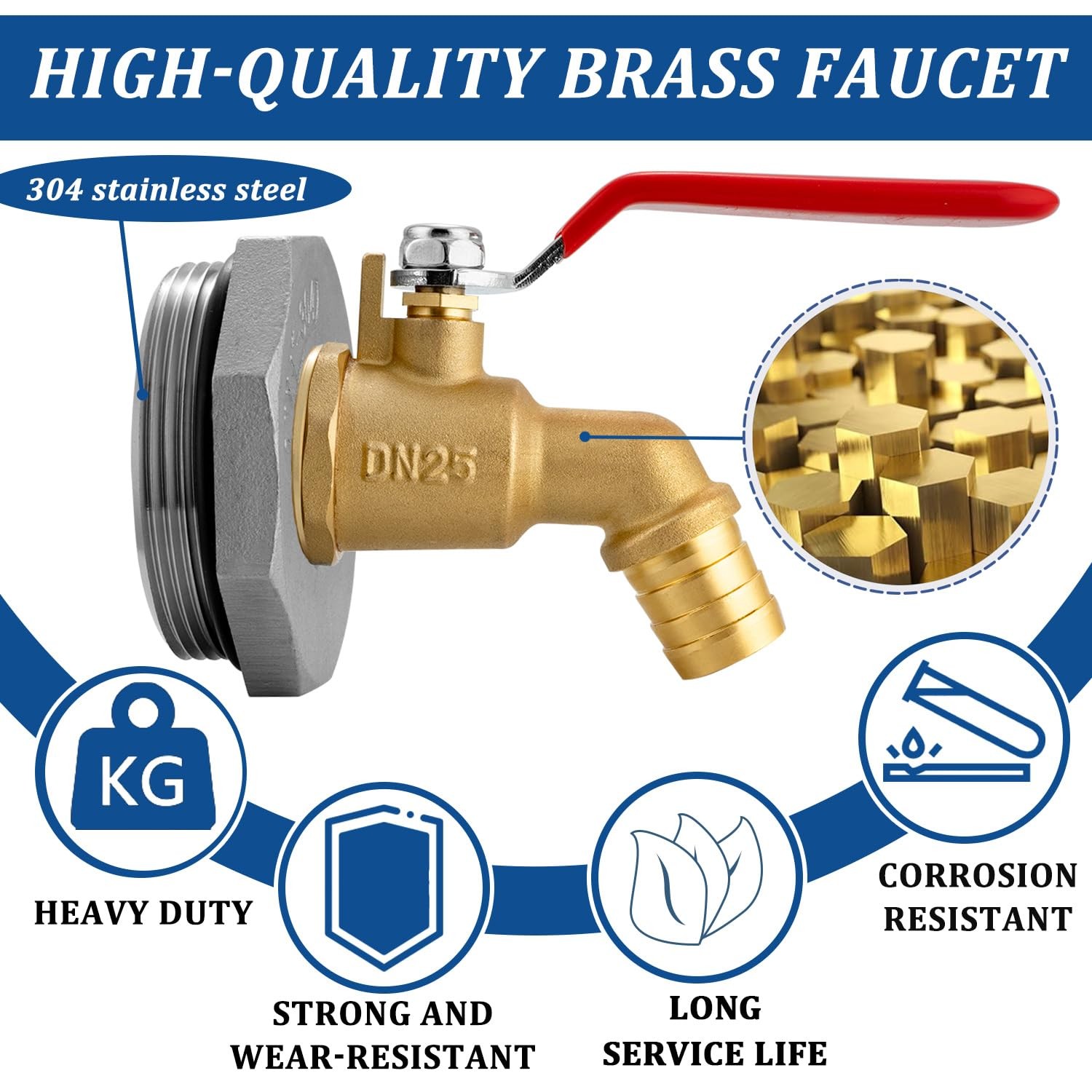 2″ Drum Faucet for 55 Gallon Drum, 1″ 2 ” to reducer, 45 degree-1Inch