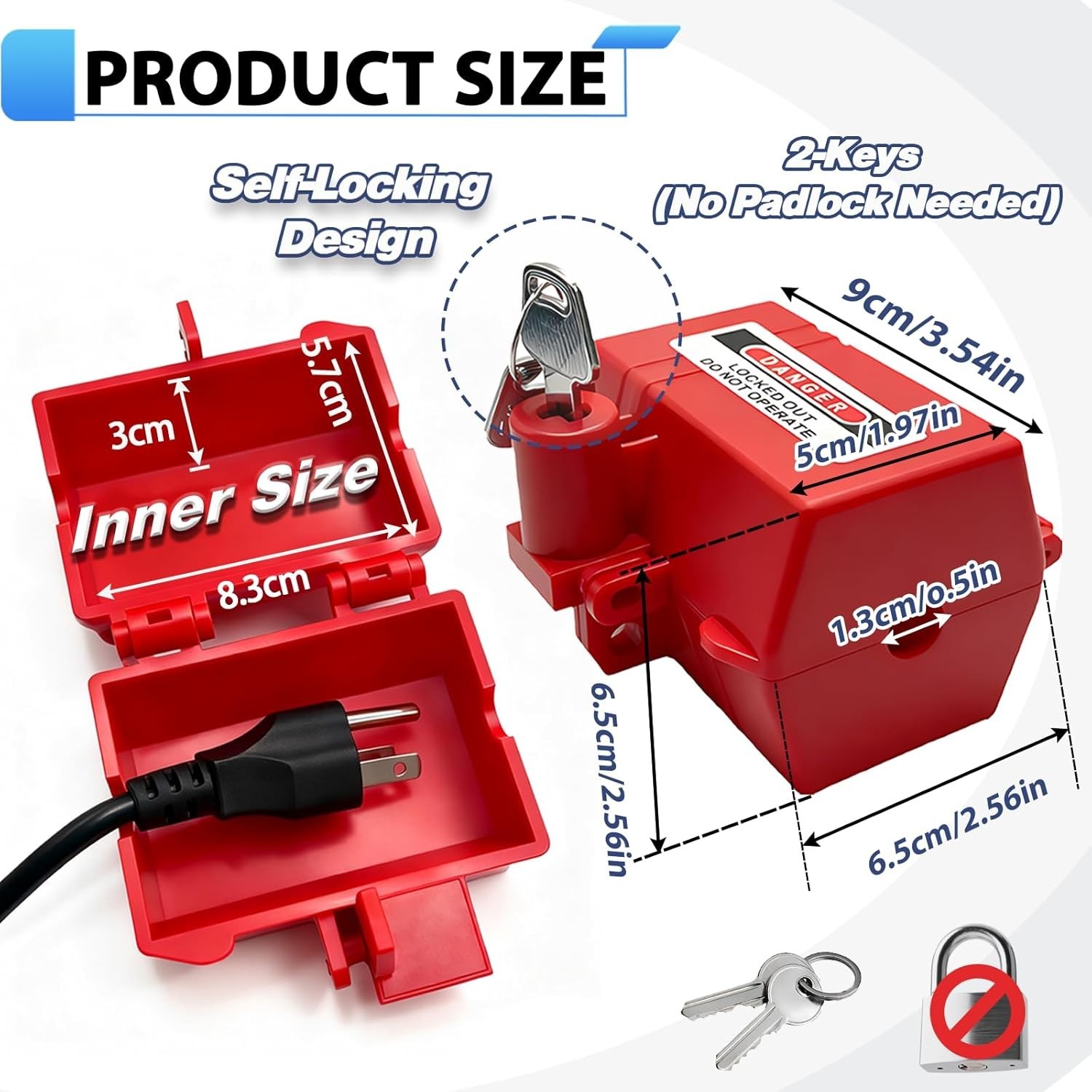 Plug Lock for 110-220V Power Cords,Self-Locking Extension Cord Lockout&Tagout…