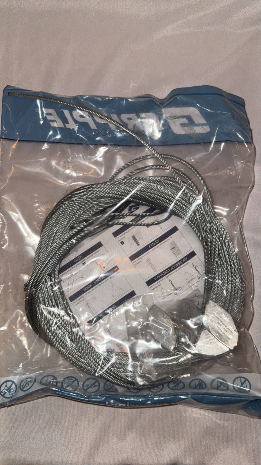 Gripple Wire Hanging Kit HF3-LG-20FT-4P 200 LBS With Clamped Loop, Hanging Parts