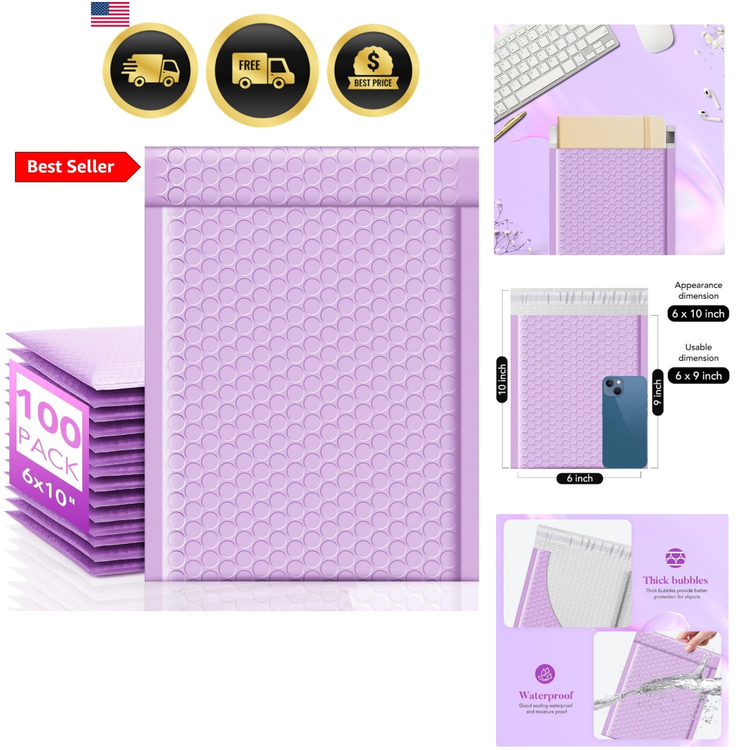 Bubble Mailers 6×10″ 100 Pack Small Bubble Shipping Envelopes Usable Size 6×9…
