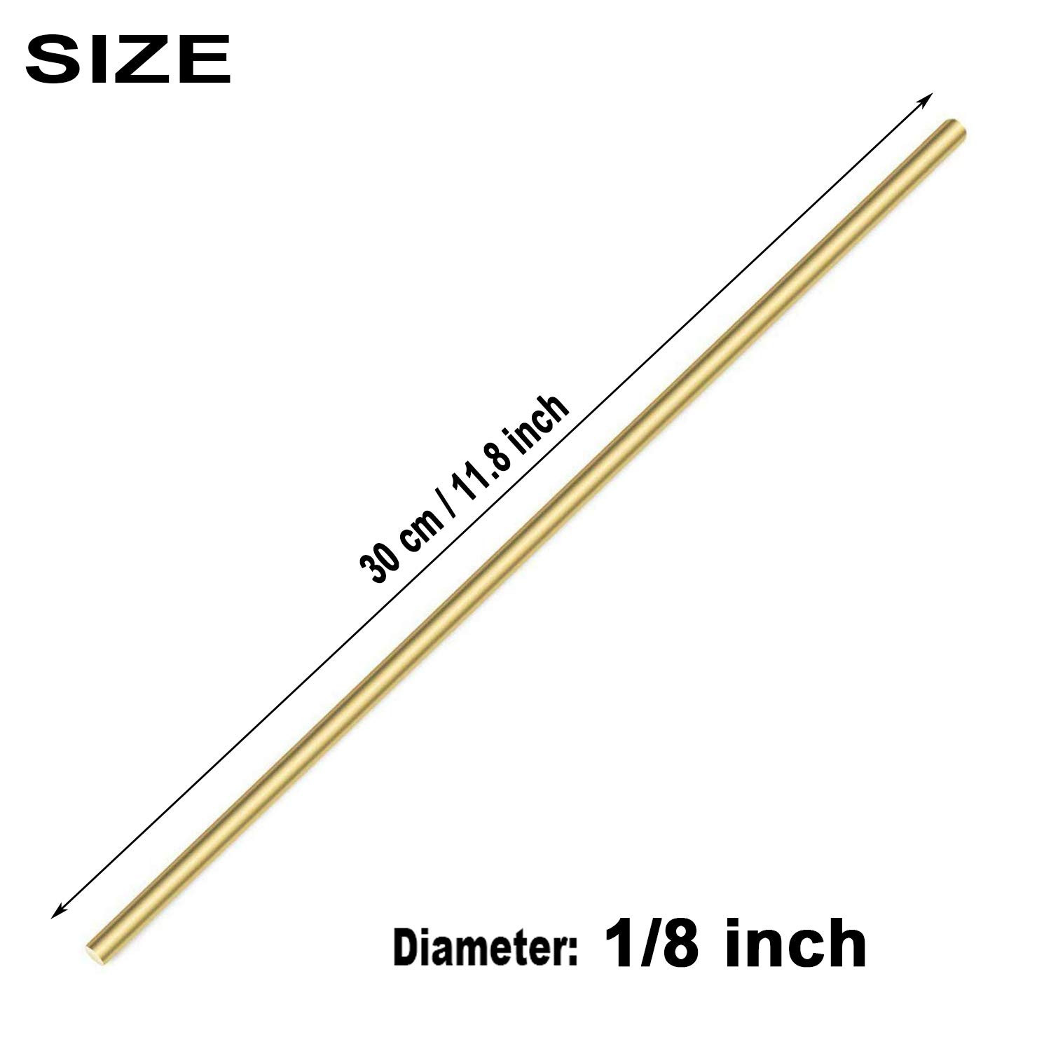 1/8 Inch Brass round Rod, 8Pcs Solid round Brass Rod Lathe Bar Stock, 11.8 Inch