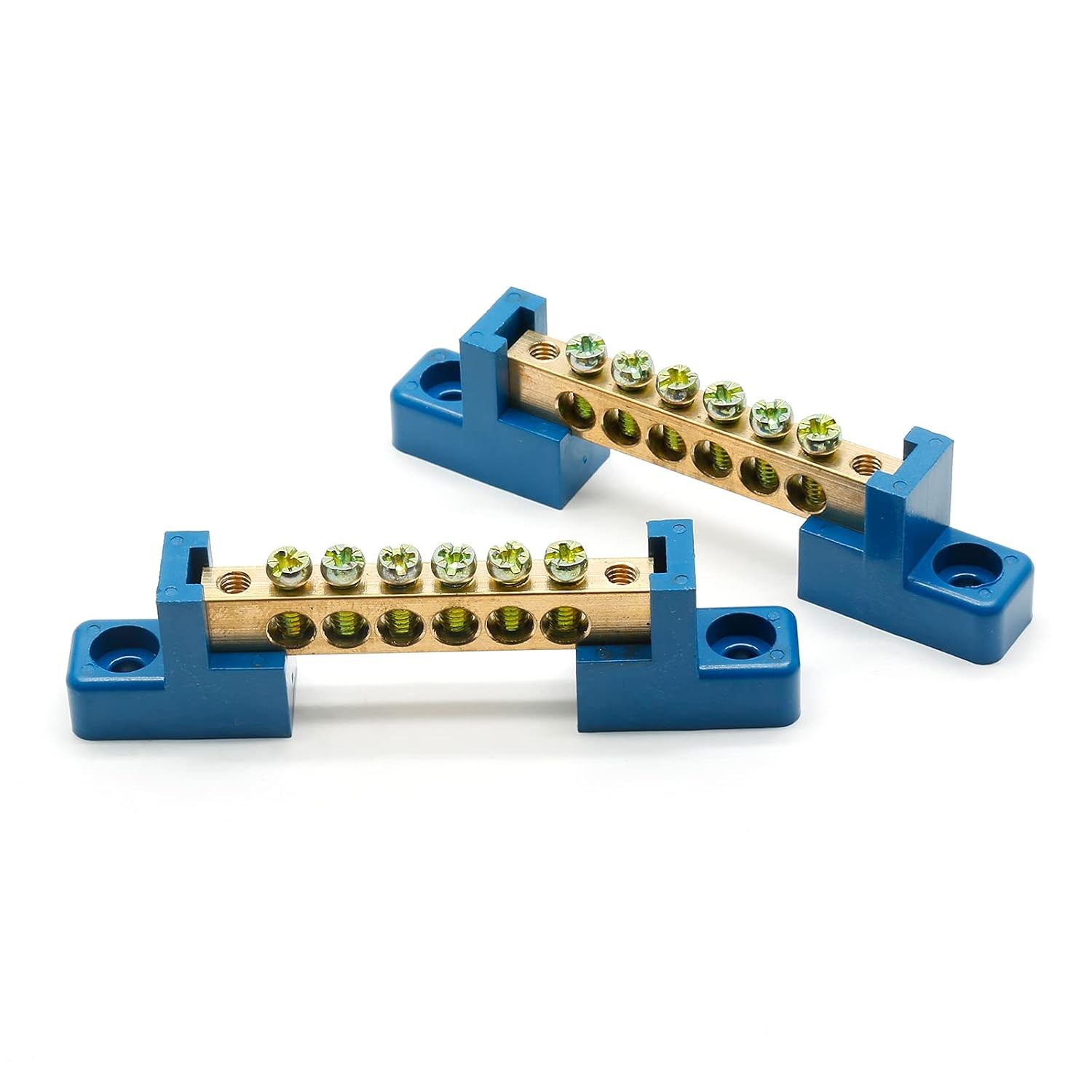 Ground Bus Bar Terminal Block 2Pcs Brass Screw Terminal Blocks Electric Bus Bar