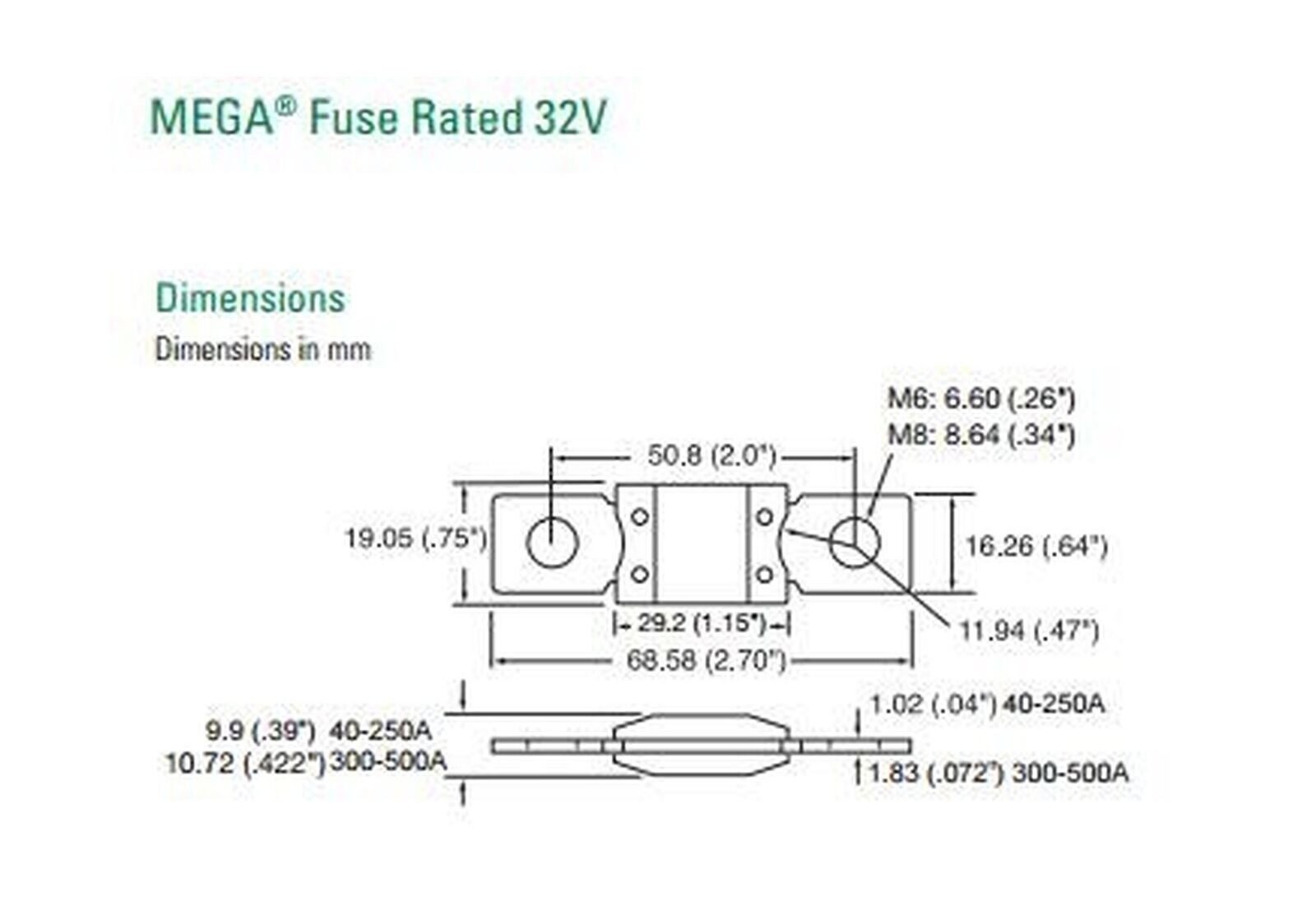 Littelfuse 0298040 MEGA Bolt-Down Fuse 40A Time Delay 32V 298 Series – PKG 2