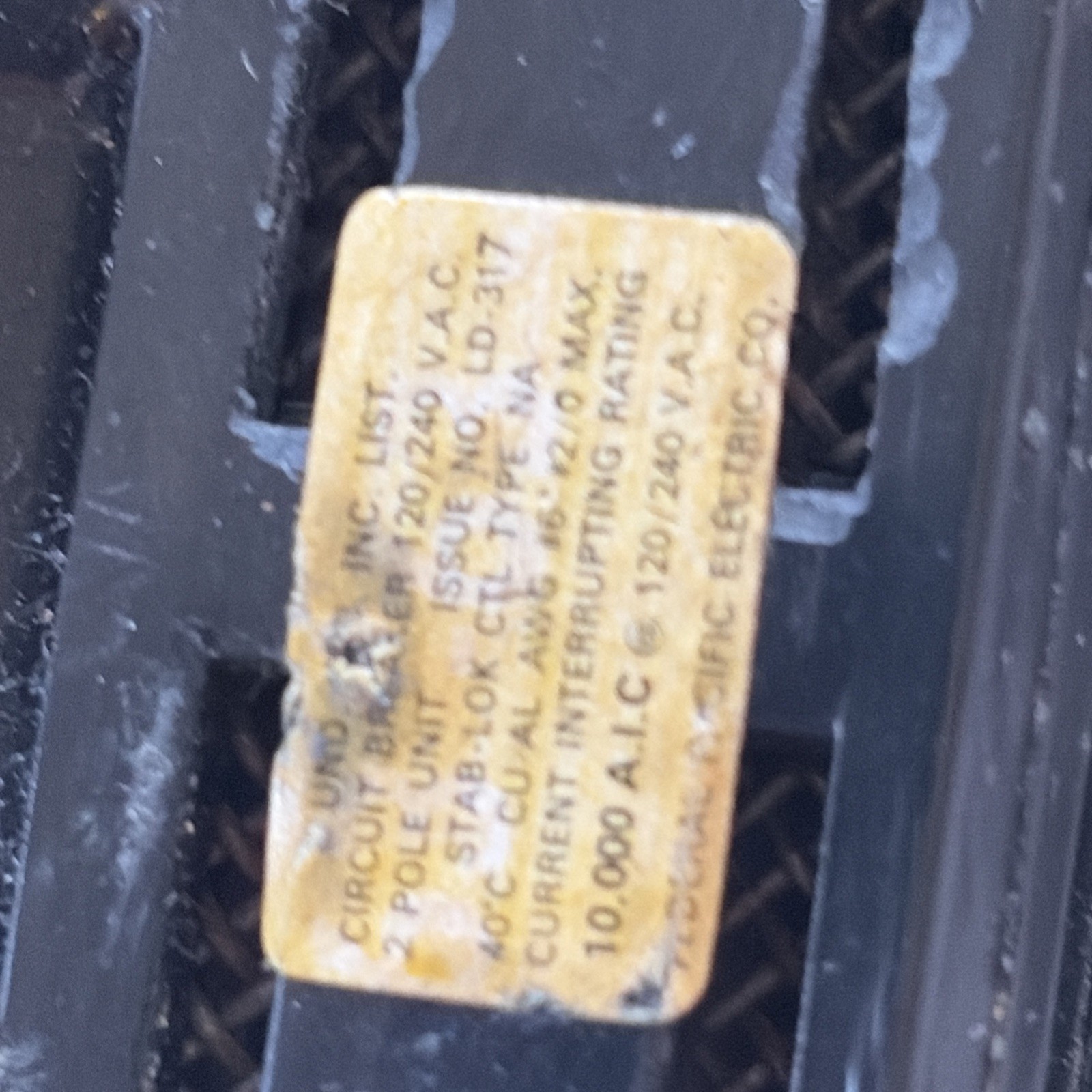 FEDERAL PACIFIC NA2125 2 Pole 125 AMP NA Stab-Lok MAIN FPE NA2P125 2PNA125