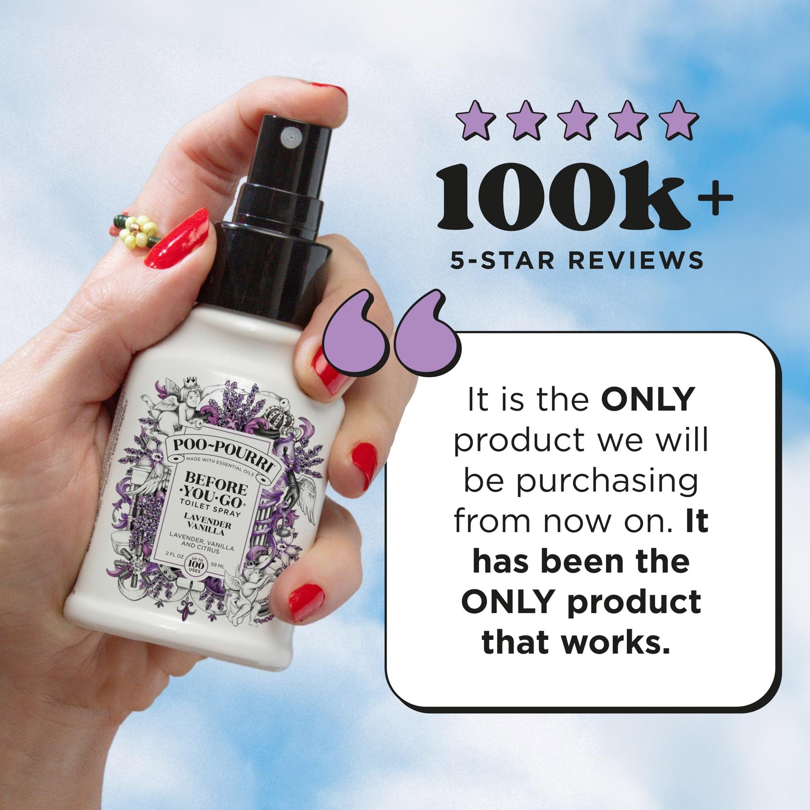 Poo-Pourri Before-You-Go Toilet Spray, Lavender Vanilla, 4 Fl Oz, Up to 200 U…