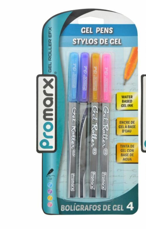 New ! 2 X 4PK Promarx Gel Roller Pens Secondary Colors 1.0 mm Bold Stick Pens
