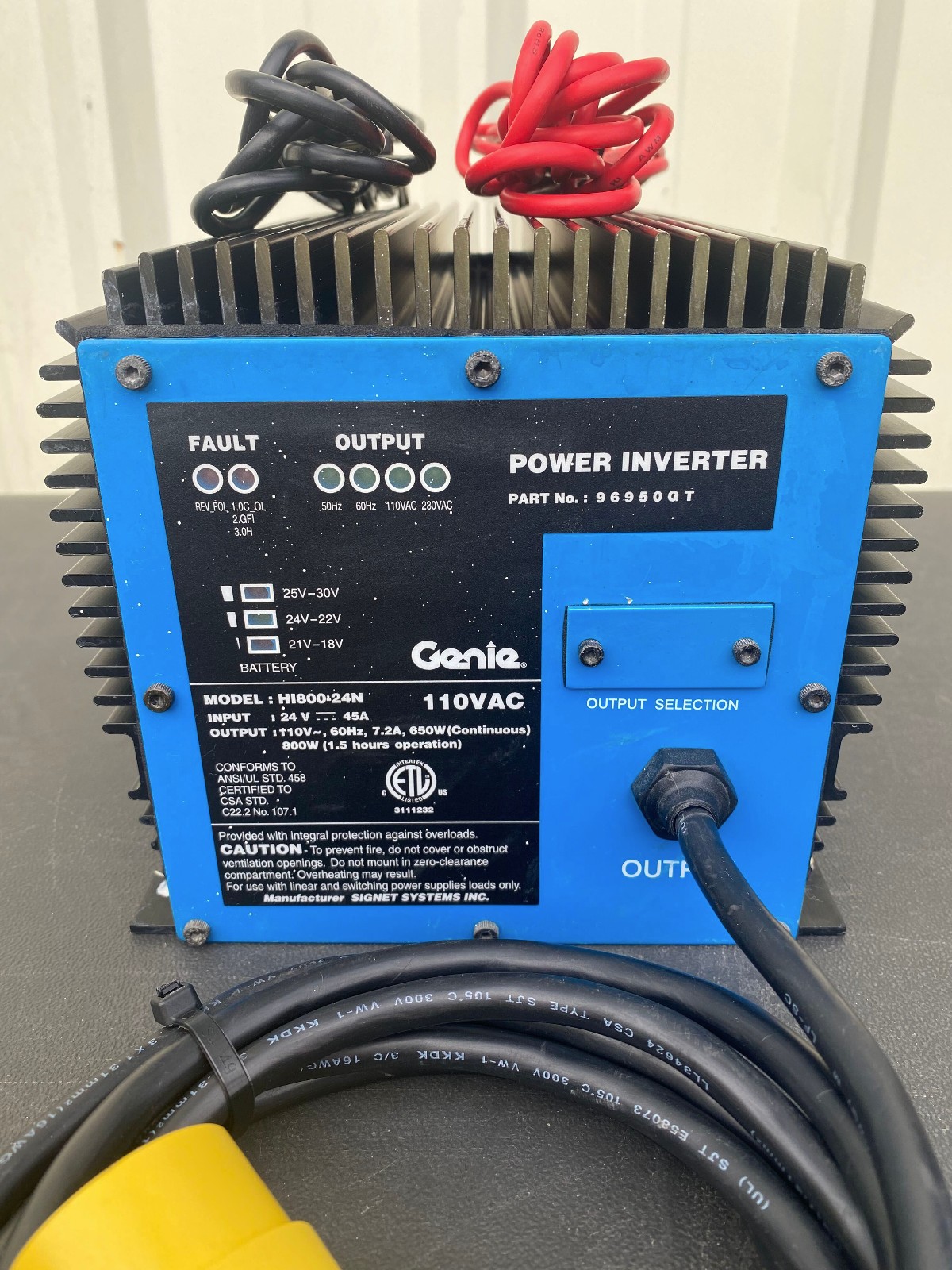 Genie 96950GT / Signet HI800-24N 24v DC 110v / 230v AC Output Power Inverter
