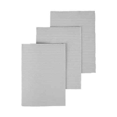 House Brand Silver Gray Patient Bibs 13″ x 18″, 3-Ply Paper/1-Ply Poly, 500/Case