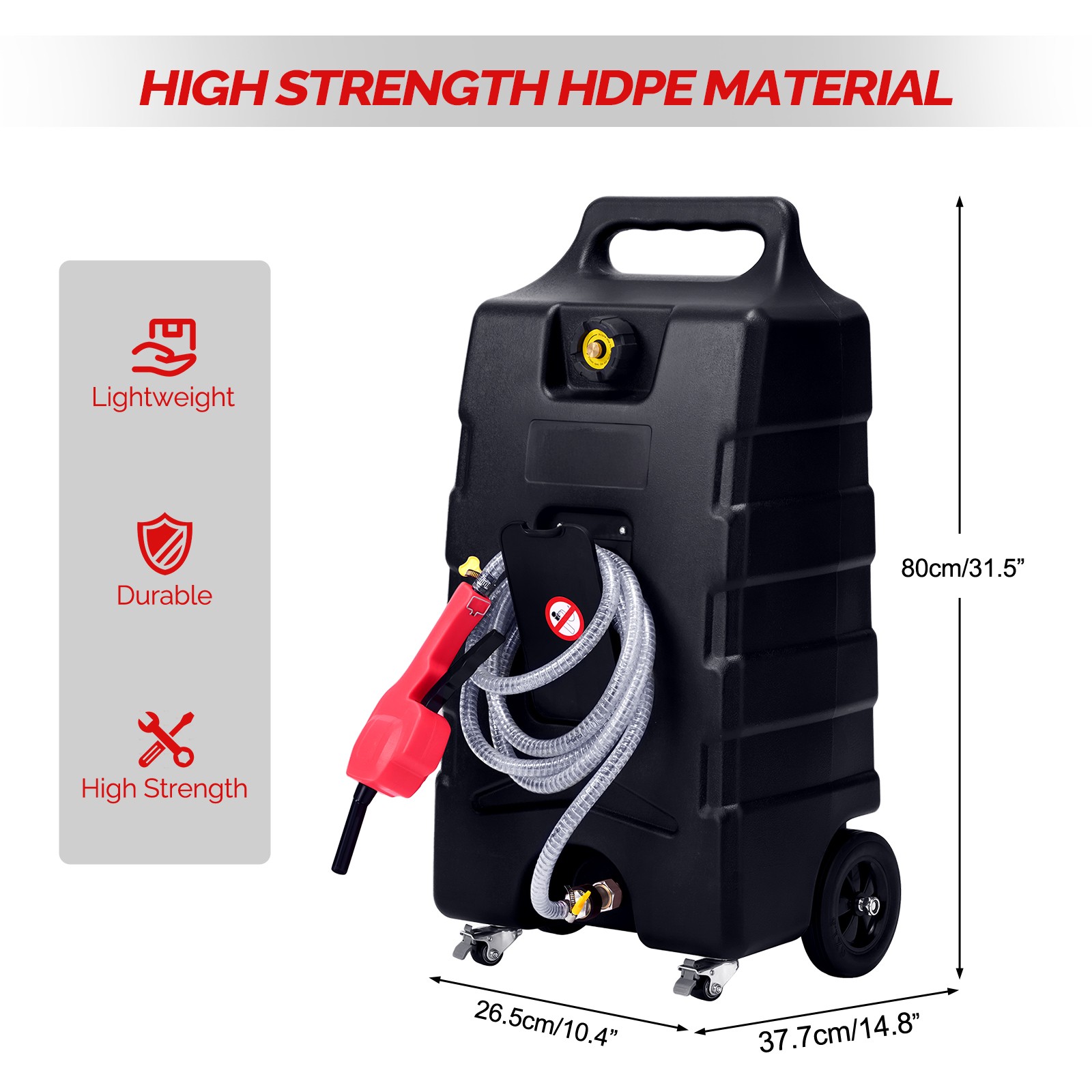 15 Gal Fuel Caddy Portable Gas Fuel Tank,Gas Can w/Manual Transfer Nozzle Black