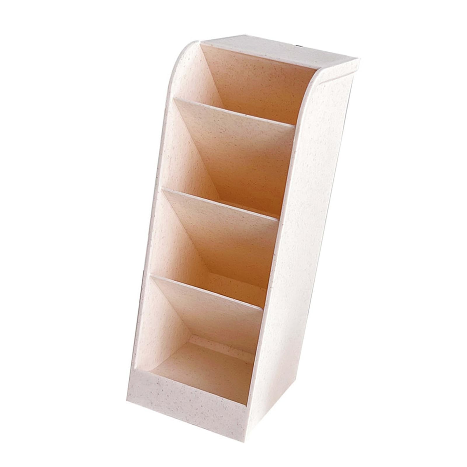 Desk Pen Holder, 4 Compartment Plastic Vertical Marker Organizer Stationary O…