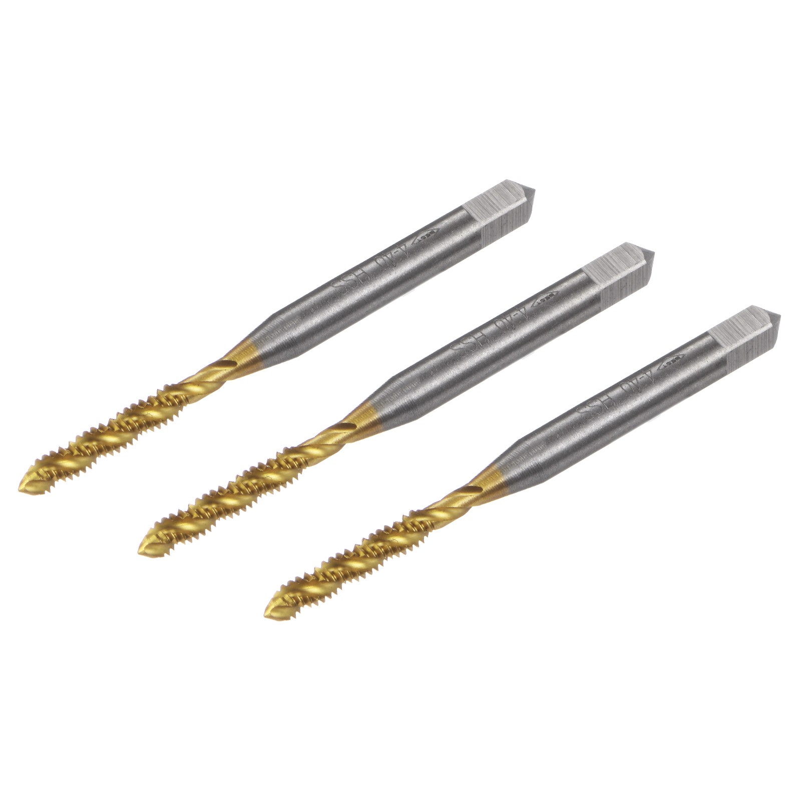 3pcs Spiral Flute Thread Taps 4-40 UNC H2 Ti-Coated Screw Threading Tapping