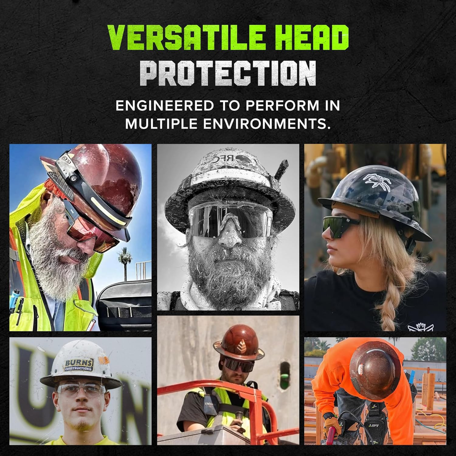 SAFETY Dax Fiber Resin Full Brim Safety Helmet/Hard Hat | 6 Point Suspensi