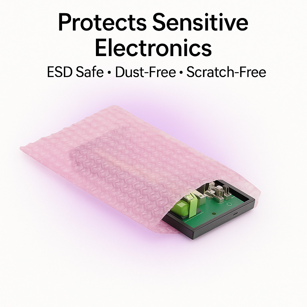 4×5.5 Anti-Static Bubble Out Pouches | Self Seal 3/16″ Cushion Bags | Pink