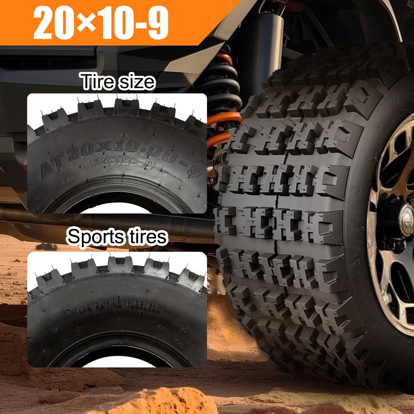 20×10-9 ATV UTV Quad Tires 4PR Tubeless Sport All Terrain Set of 2