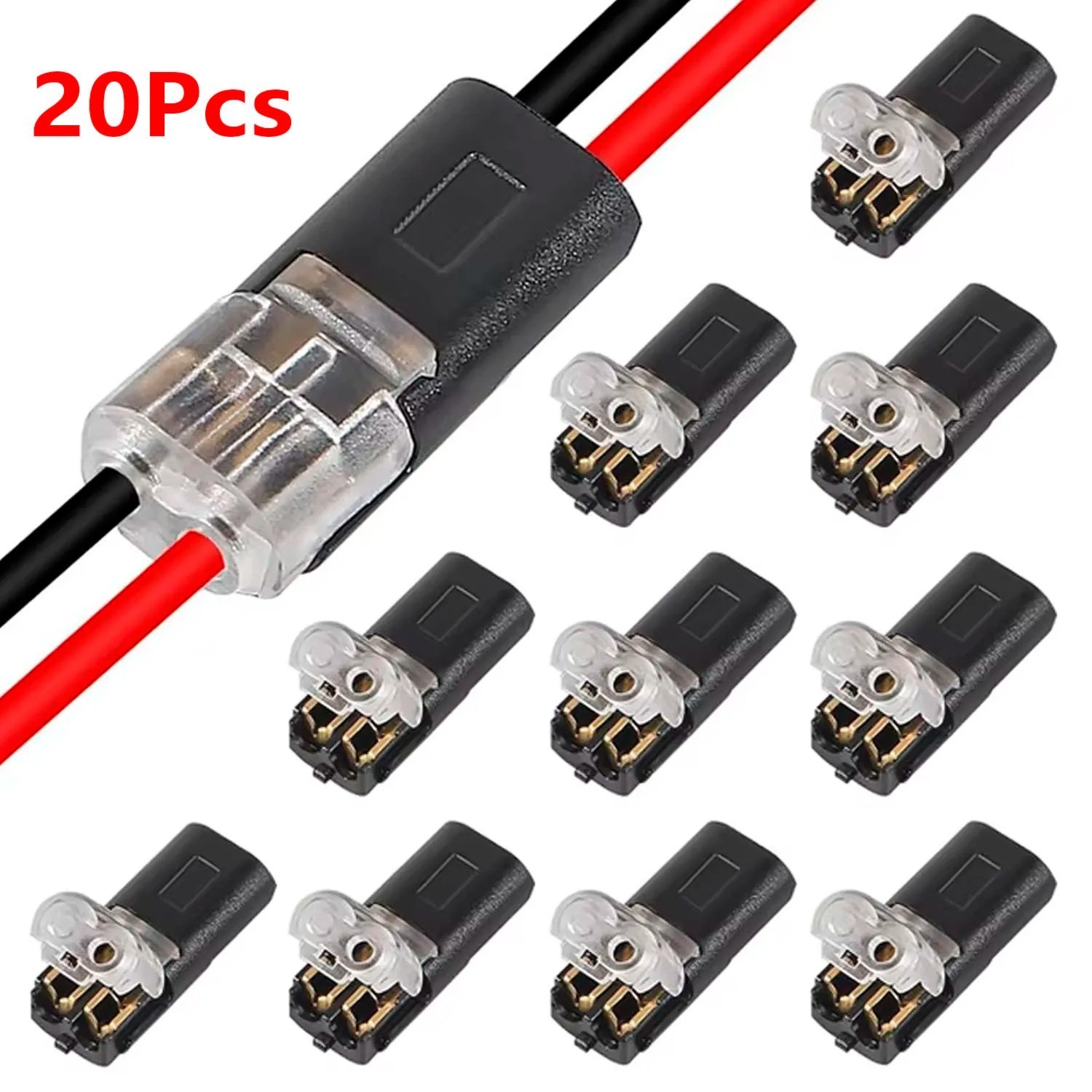 100pcs Double-Wire Plug-in Connector, Cable Clamp with Locking Buckle, AWG 18-22