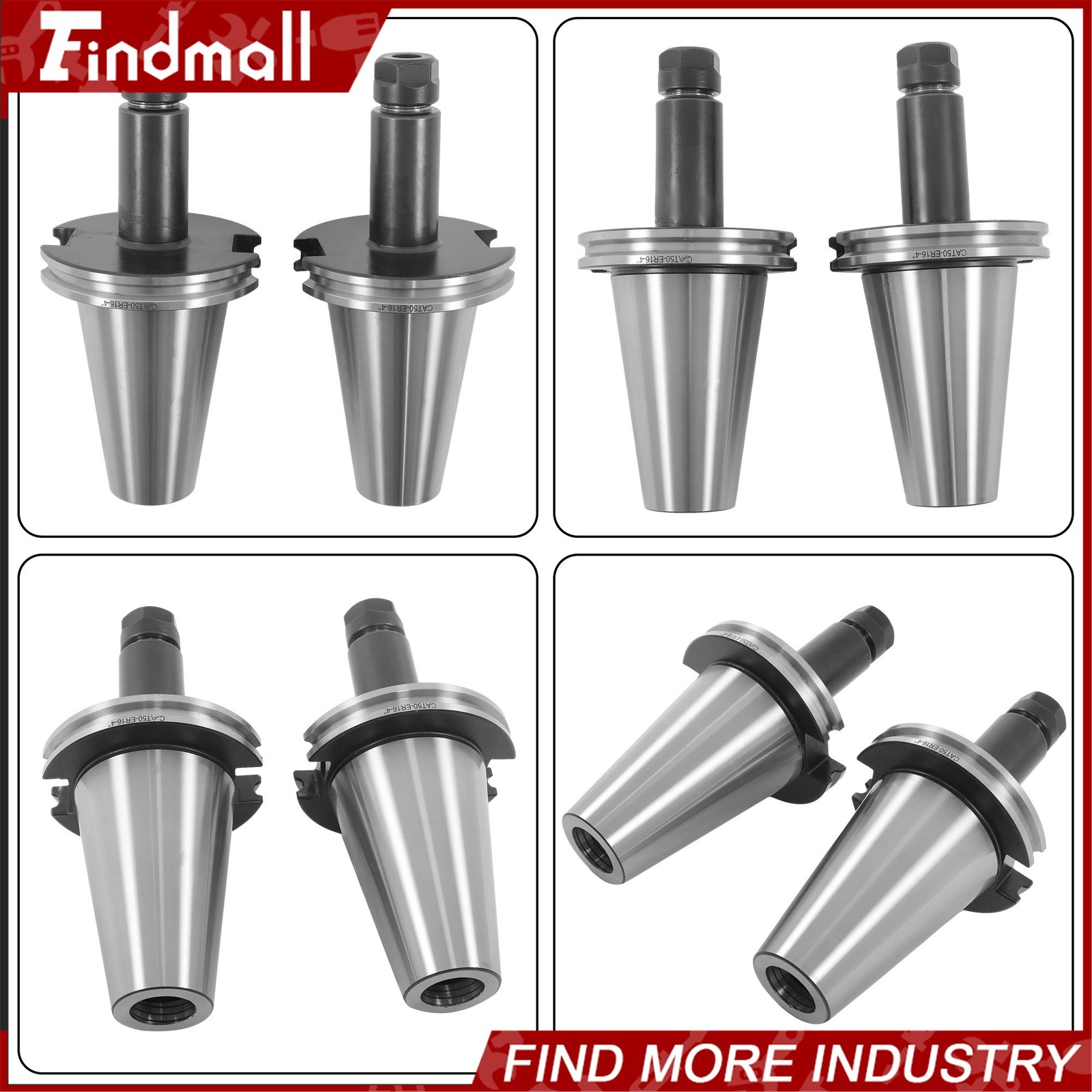 Findmall 2 Pcs CAT50 ER16 Collet Chuck Set 4″ Projection for CNC Mills