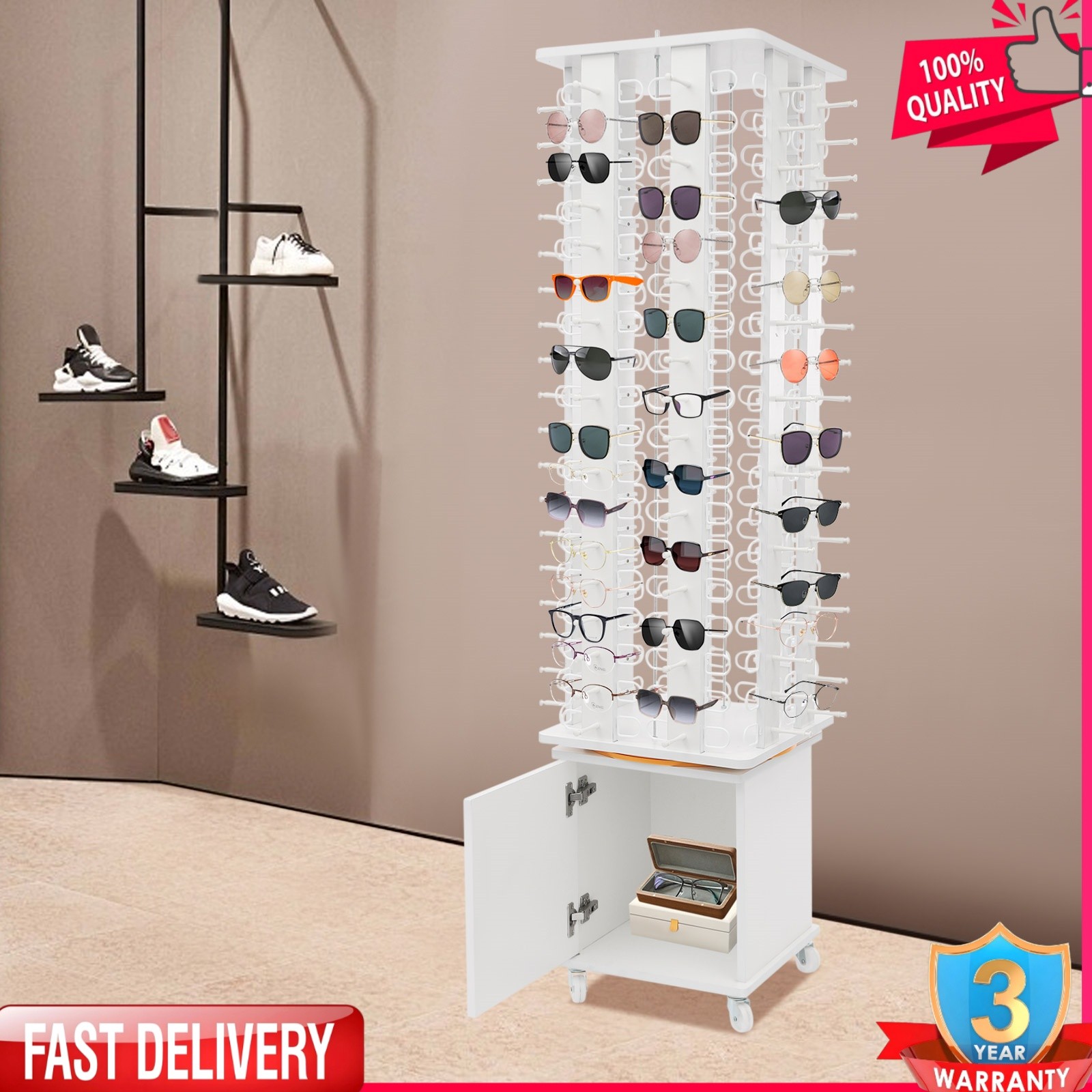 4-Sided Eyeglass Display Rack Eyeglass Holder Floor-standing Eyeglass Holder