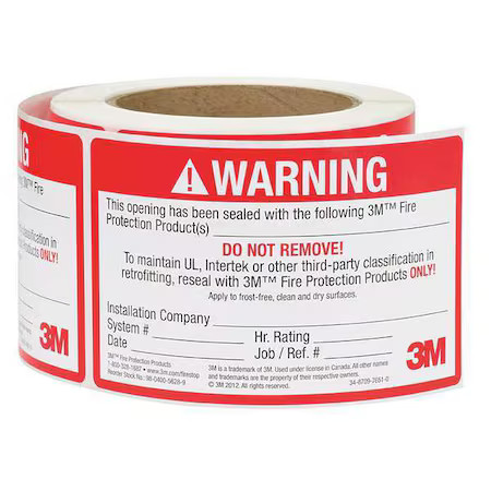 3M 54917 Label, 5 In., Red/White, 250 Labels/Roll