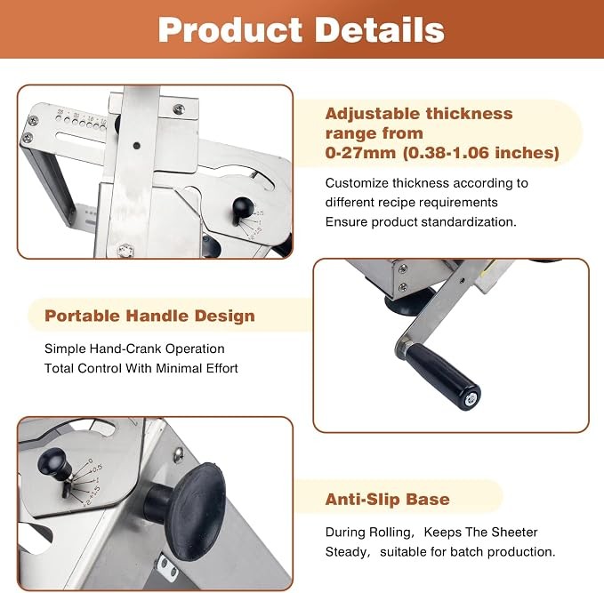 Open 40.9»x15.5″Commercial Folding Manual Stainless Steel Machine Dough Sheeter