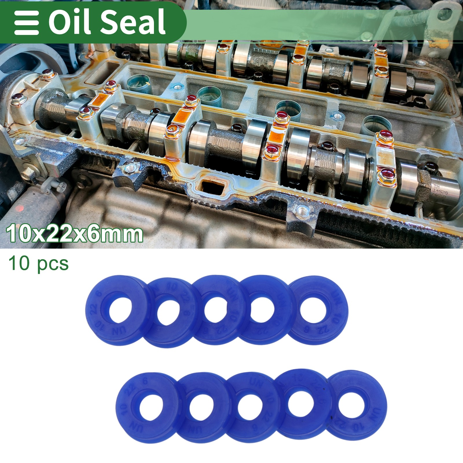 Oil Seal Seal Ring Rotary Shaft Seal TPU 10x22x6mm High Pressure Blue 10 Pcs