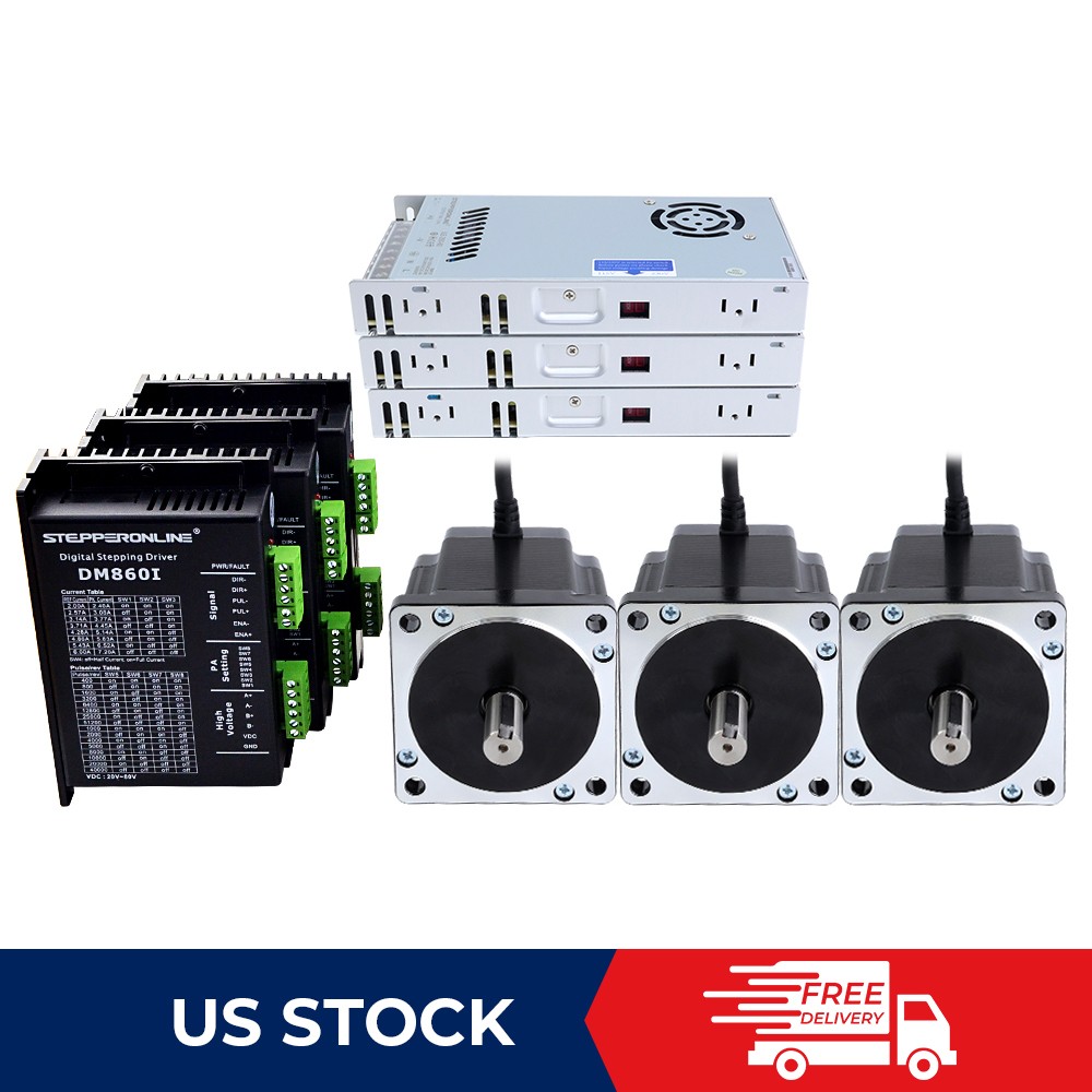 1/3/4Axis Nema 34 Stepper Motor 1133oz.in & Driver DM860I & Power Supply CNC Kit