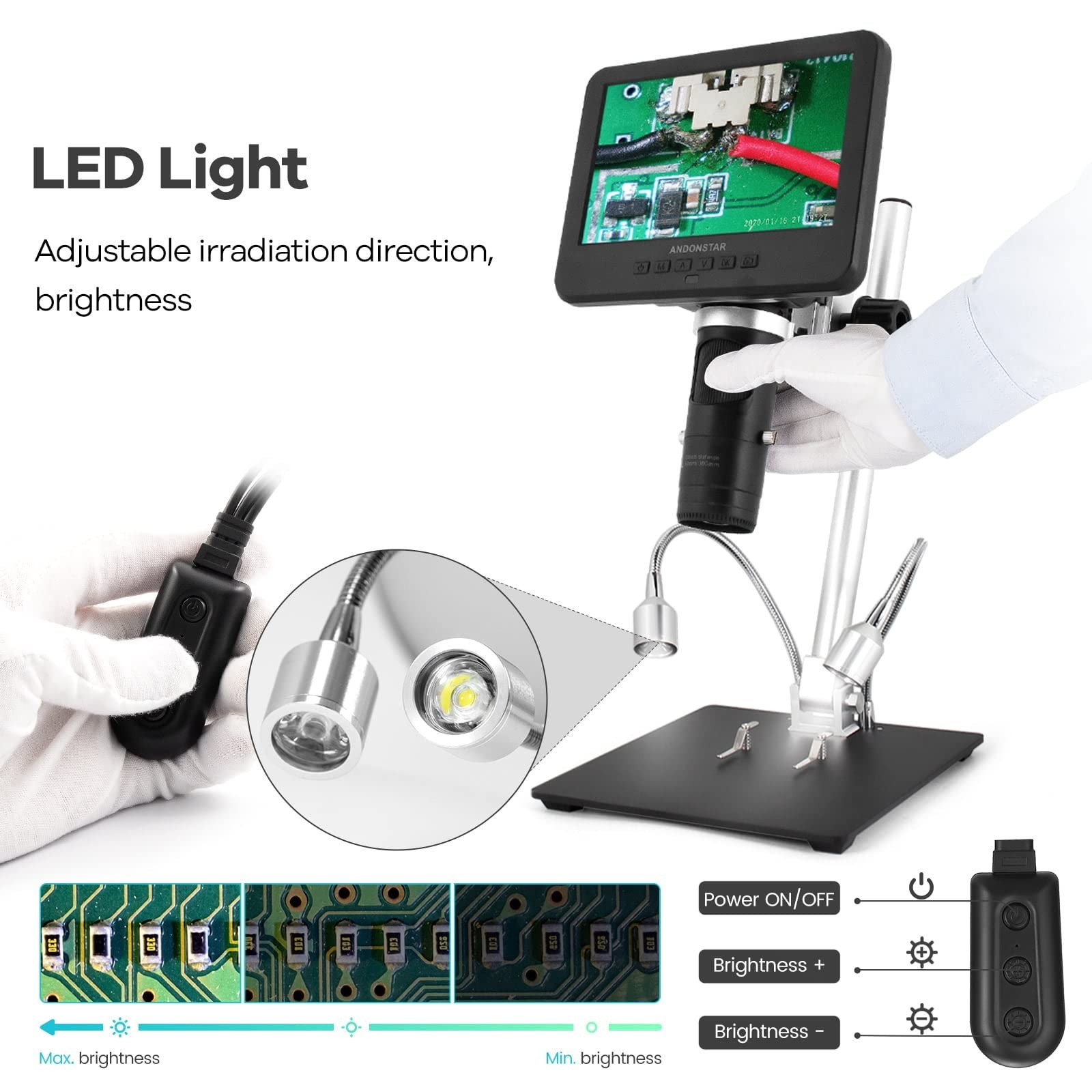 Andonstar AD246-M Digital Microscope for Adults, 3 Lens Soldering M… Fast Ship