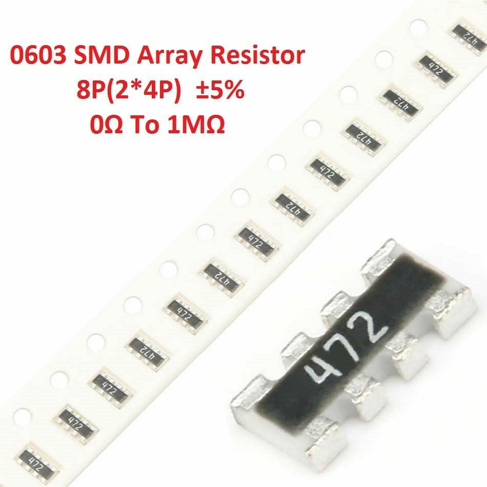 0603 SMD SMT Chip Array Resistor 8P(2*4P) ±5% Network Resistance 0Ω To 1MΩ/Ohm