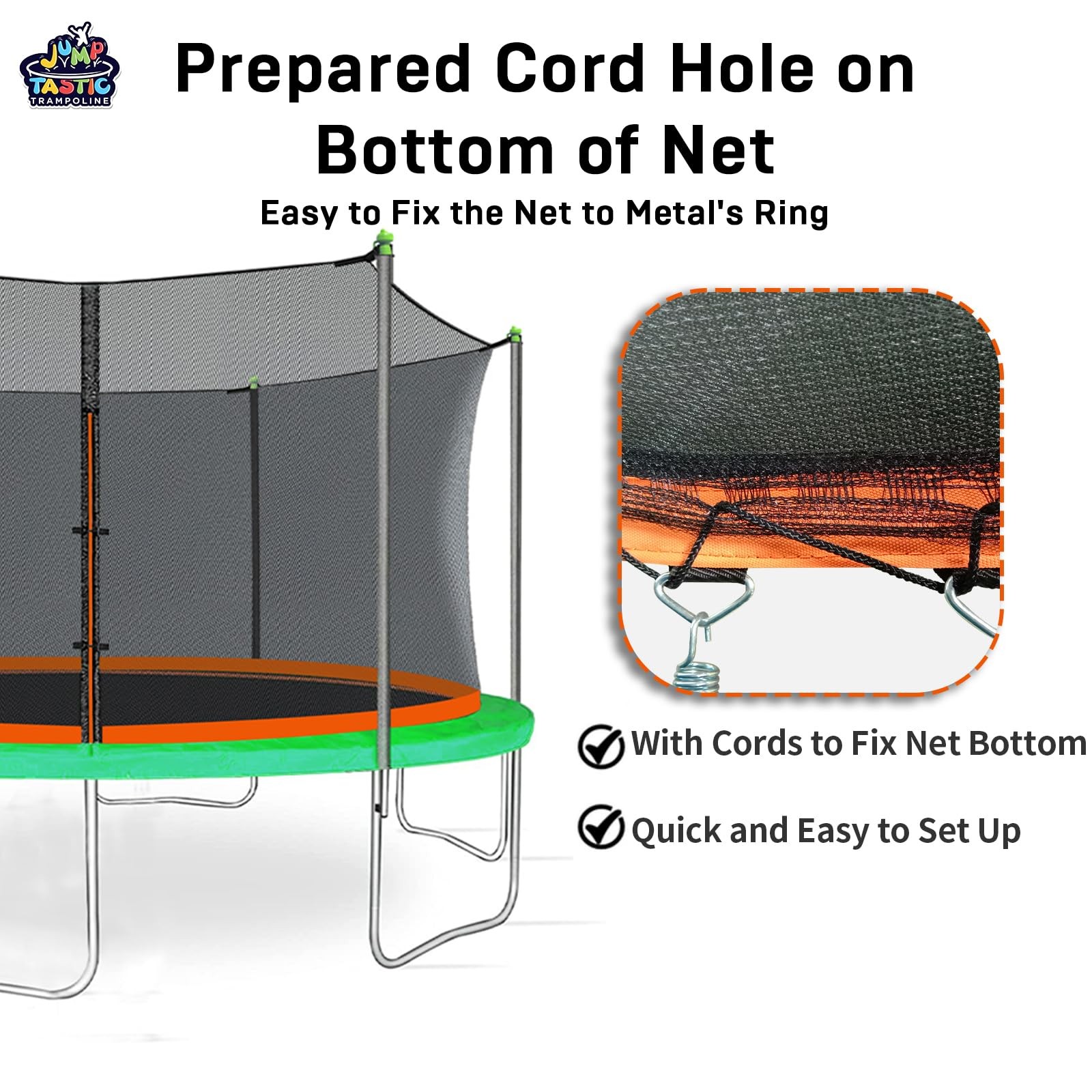 14FT Trampoline Net Replacement – 6 Straight Poles, 71in Height, UV Resistant
