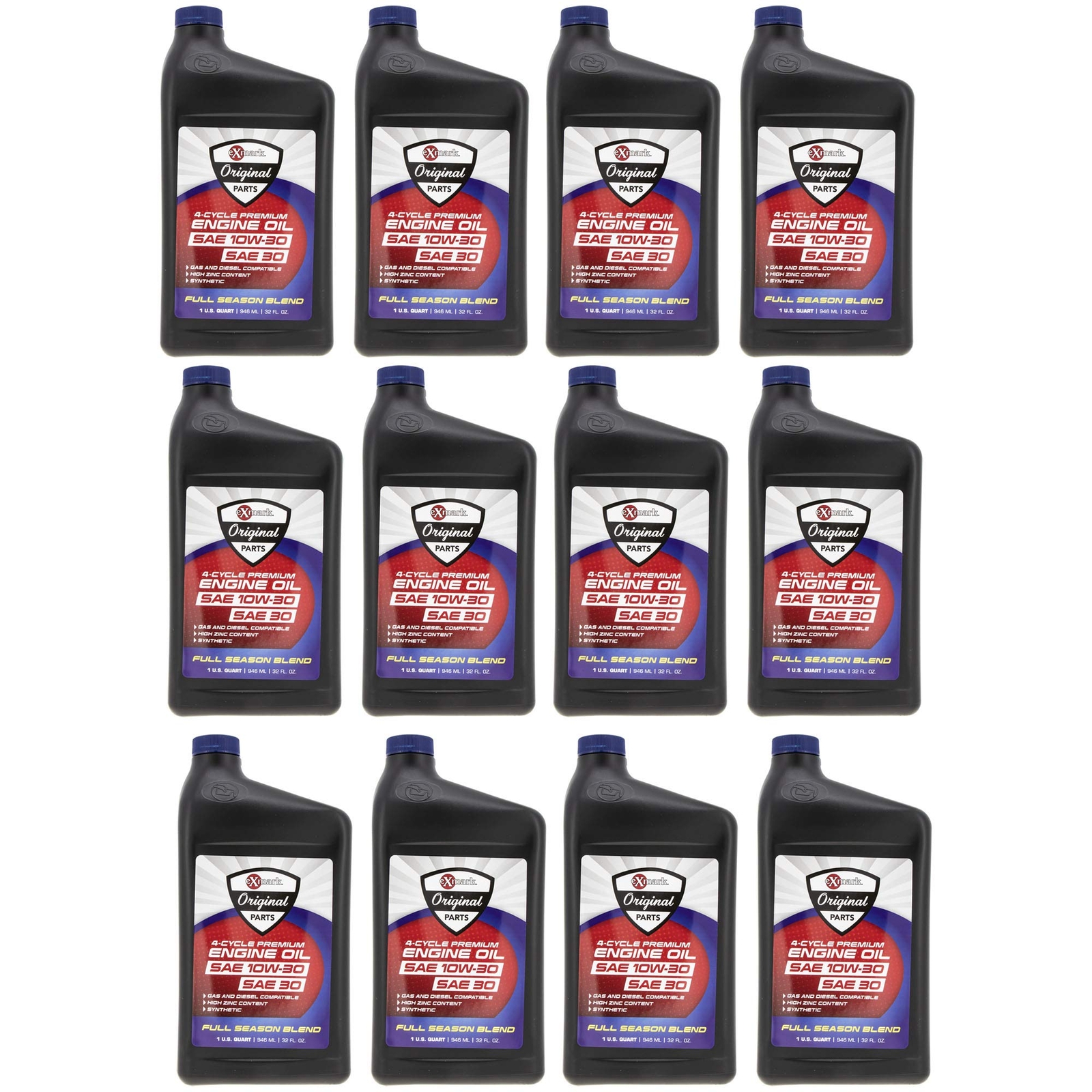 Exmark 135-2566 Engine Oil 10W-30 Full Synthetic Quart Bottle 12 Pack
