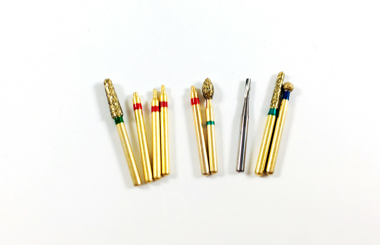 Dental Golden Diamond Burs SS Handle For Polish Reverse Preparation Kit 9pcs/Box