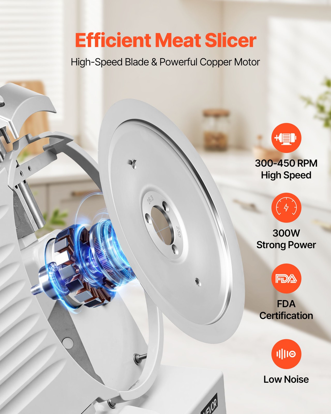 VEVOR Commercial Meat Slicer Electric Cutter 300W 10″ Carbon Steel Blade