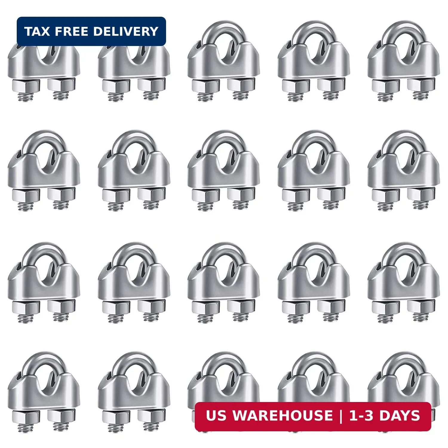 YAMASO 20PCS 1/8 Inches M3 Stainless Steel Wire Rope Cable Clip Clamp