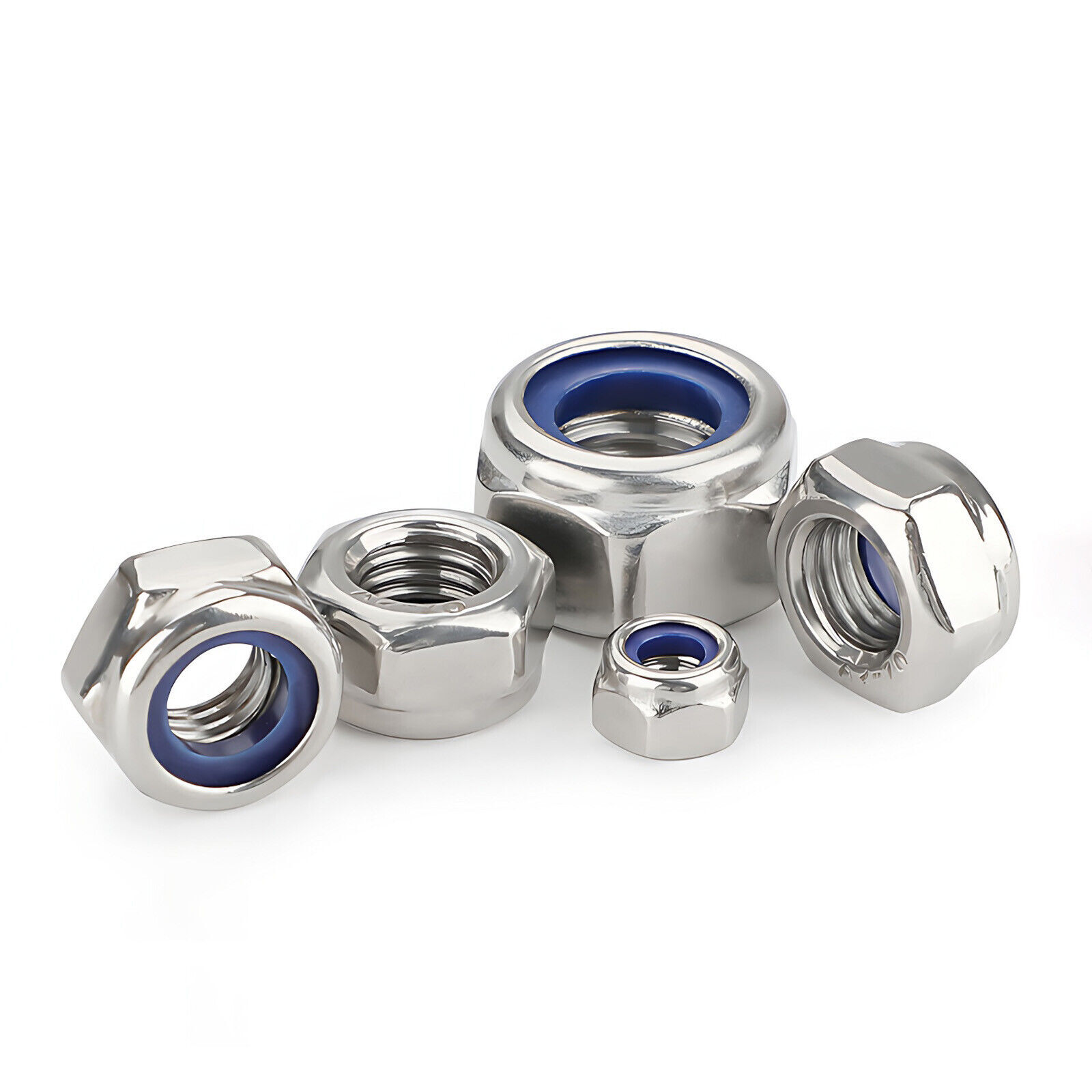 NYLOC NYLON INSERT LOCKING NUTS M2 M2.5 M3 M4 M5-M30 A2 STAINLESS STEEL DIN 985